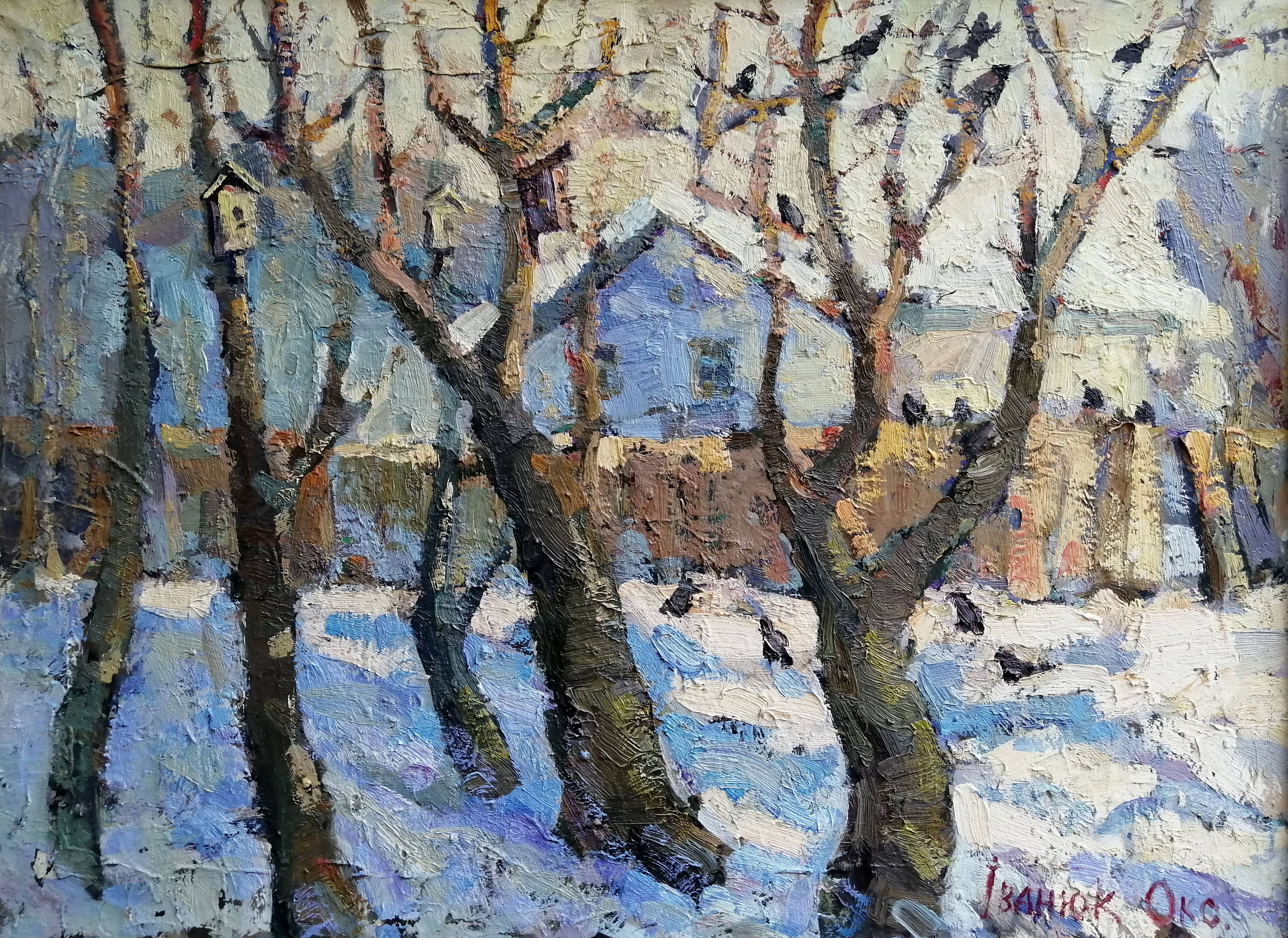 Oil painting Last Snow. 