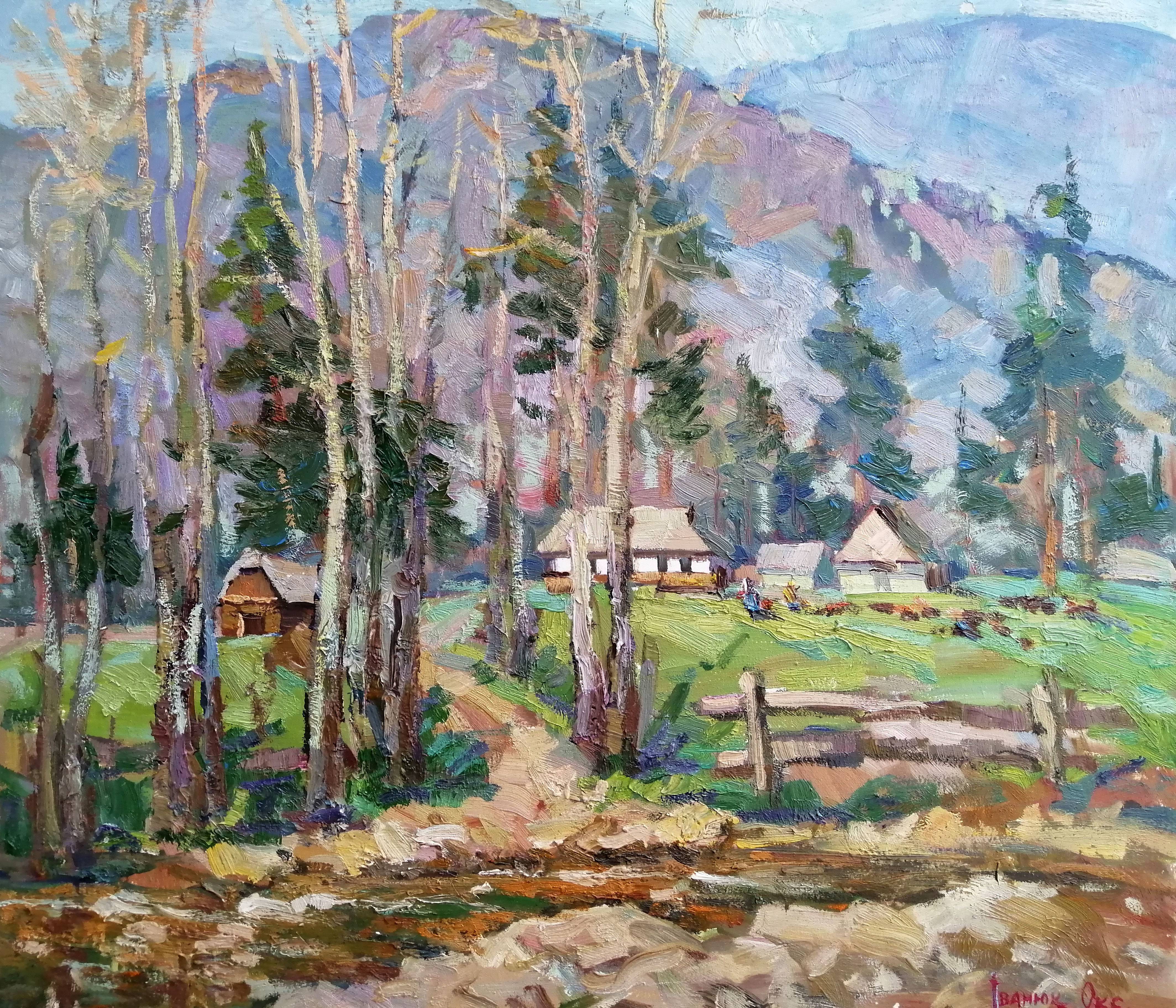 Oil painting Carpathians. 