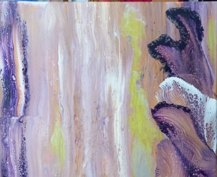 Acrylique pouring 3 fleurs. Alexandre Milesi