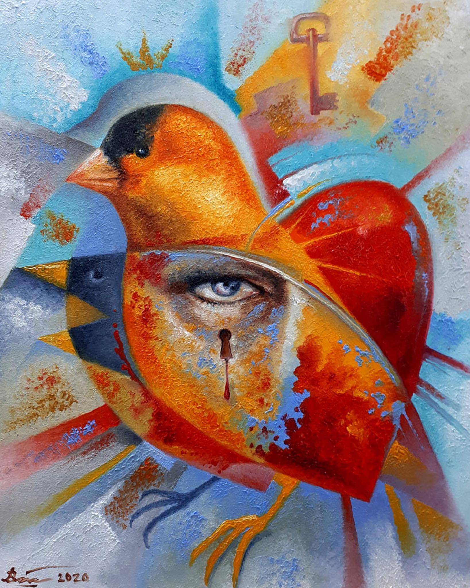 Oil painting Soul of a Bird. 