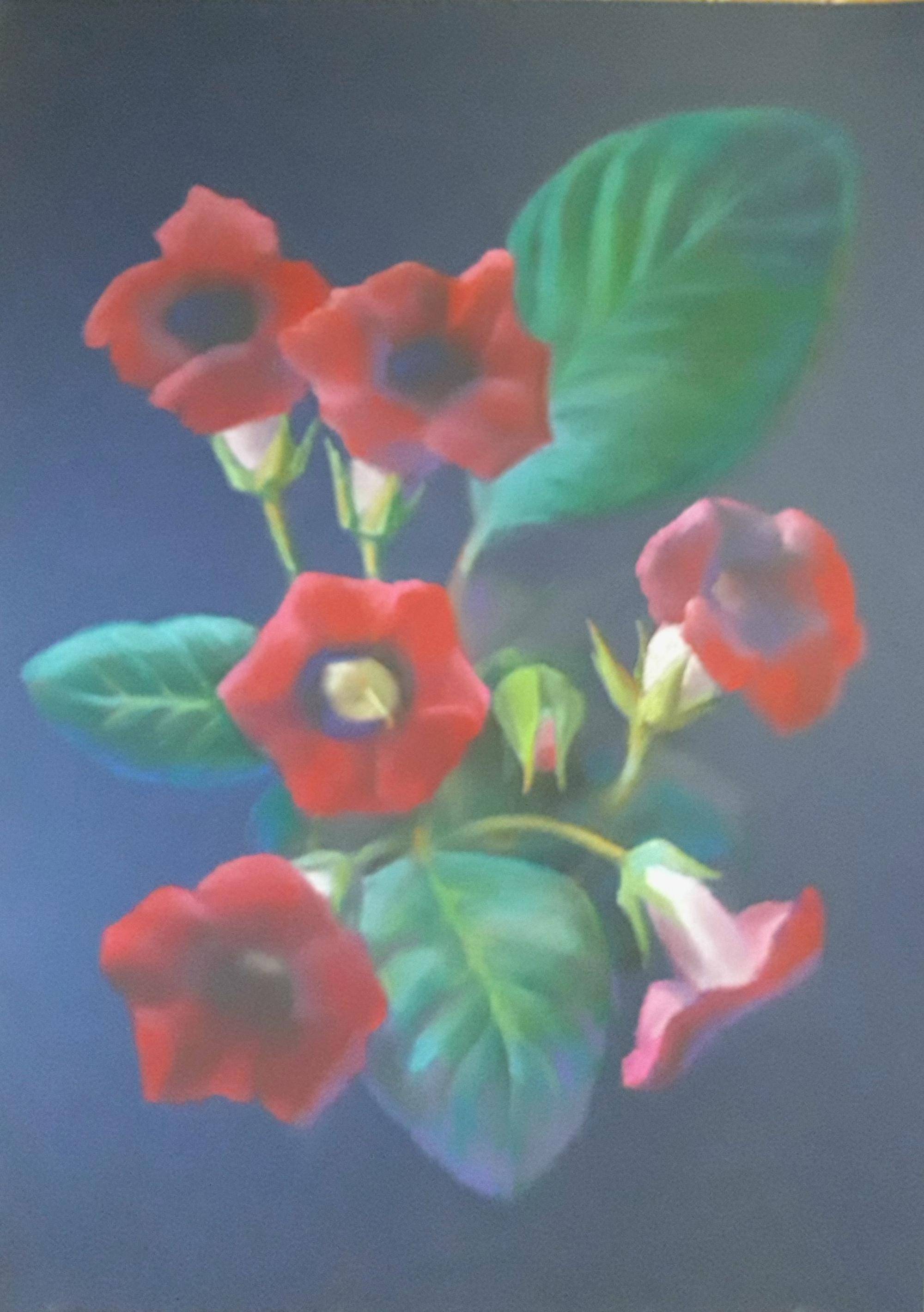 Oil painting Gloxinia. 
