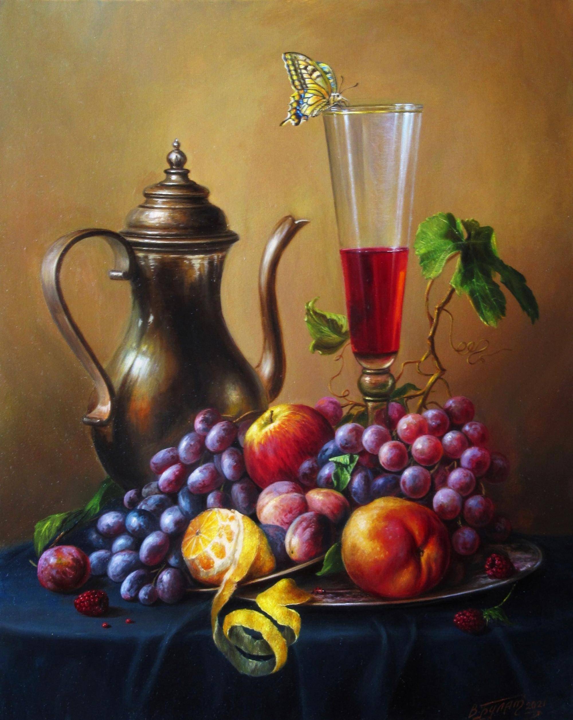 Oil painting Raspberry Wine. 