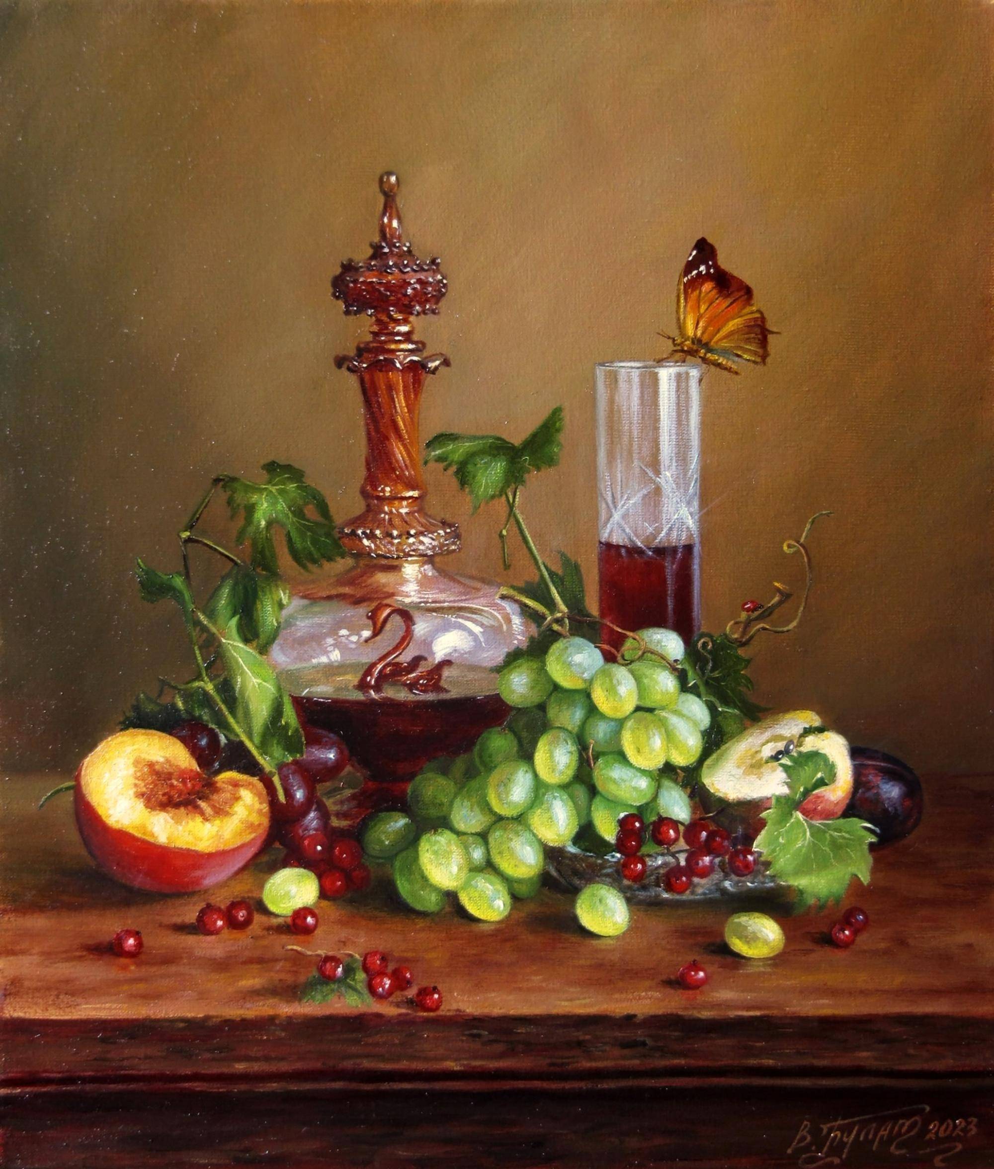 Oil painting Honey Decanter. 