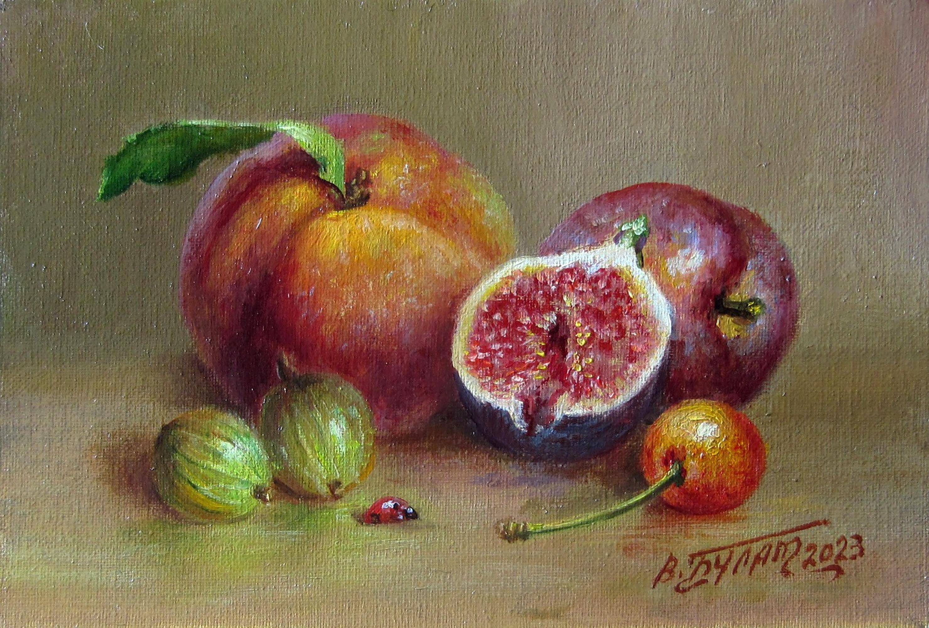 Oil painting Fruit Still Life. 