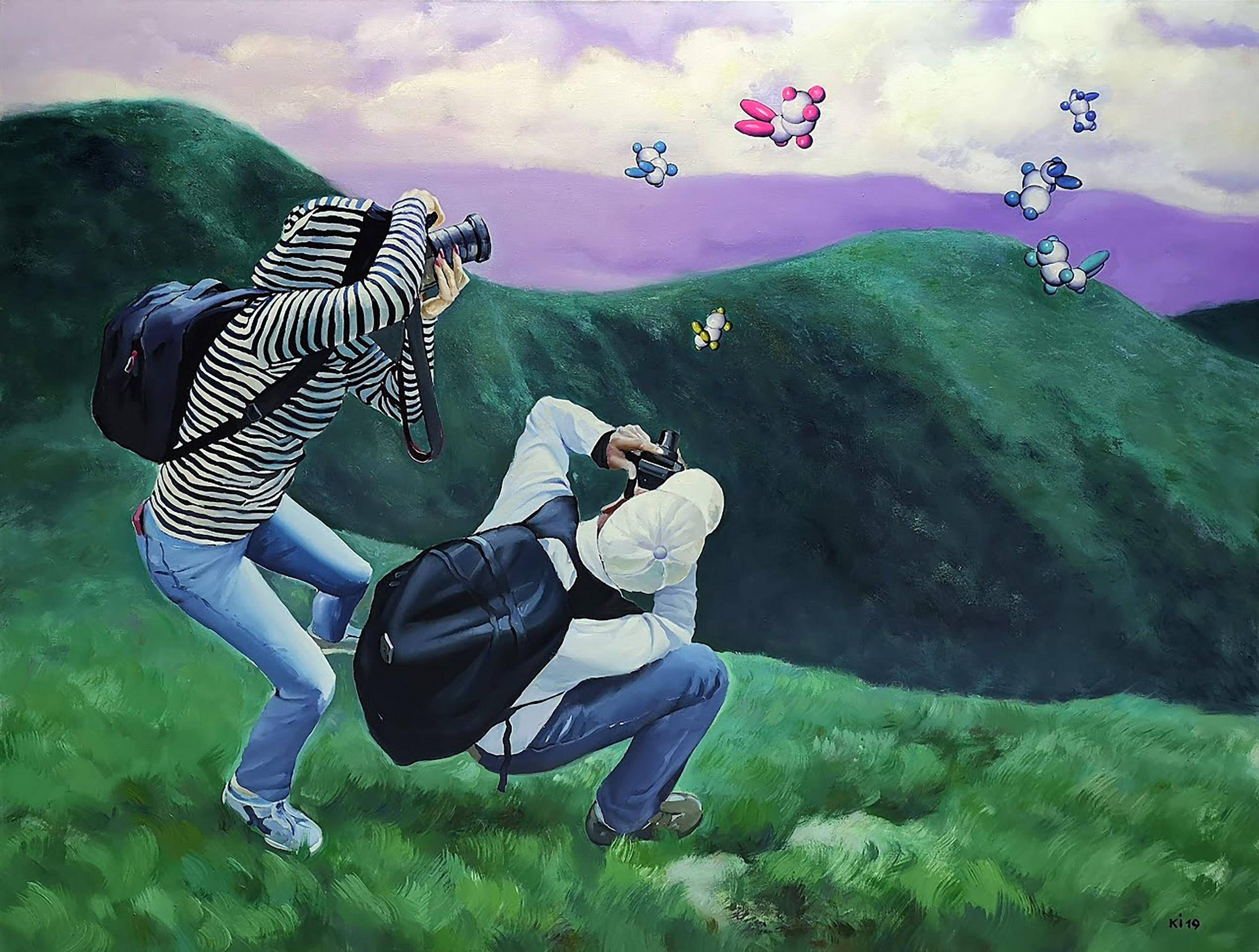 Oil painting Like Catchers. Ukrainian Vintage