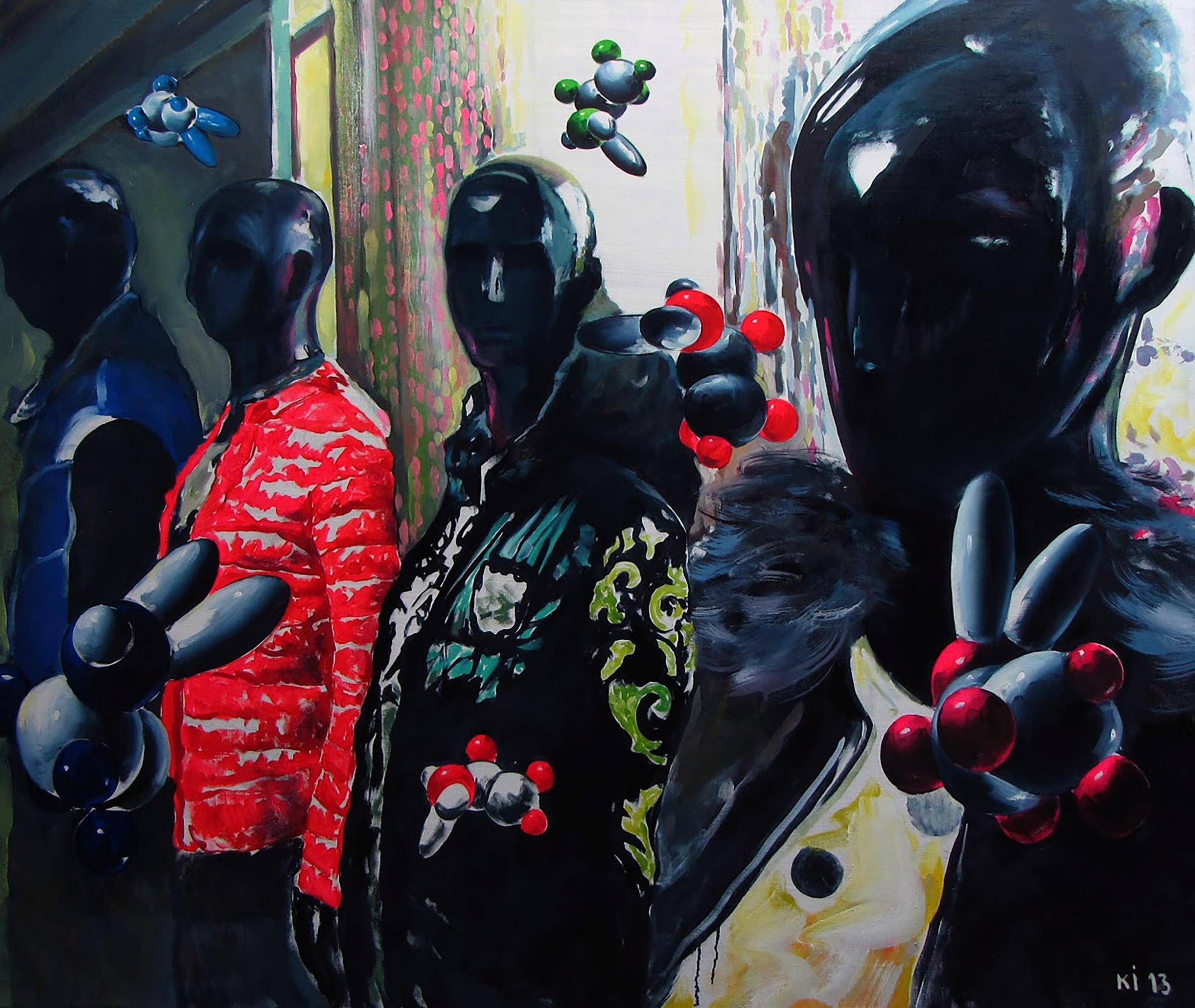 Oil painting Mannequins. Ukrainian Vintage