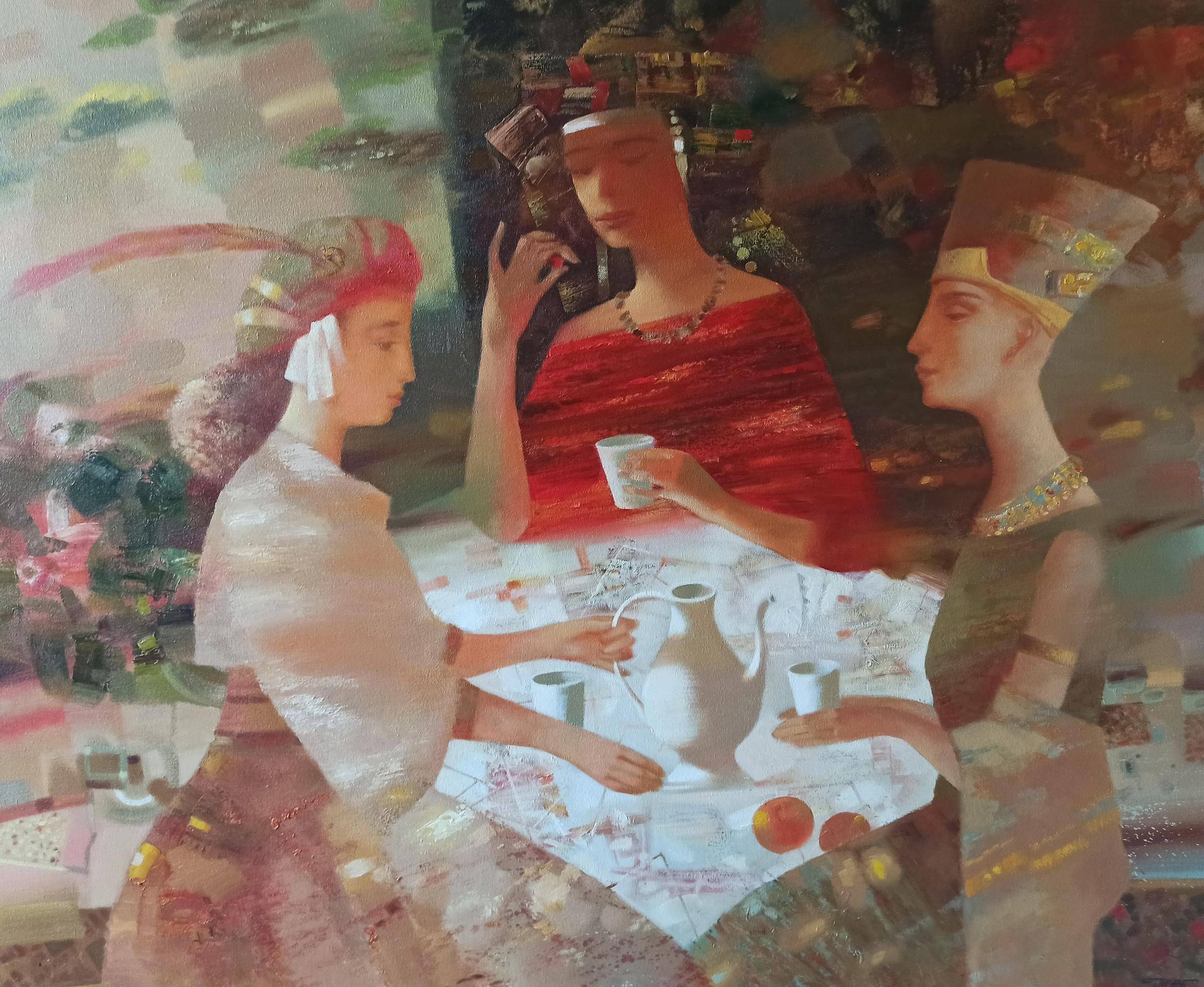 Oil painting Tea Party. 