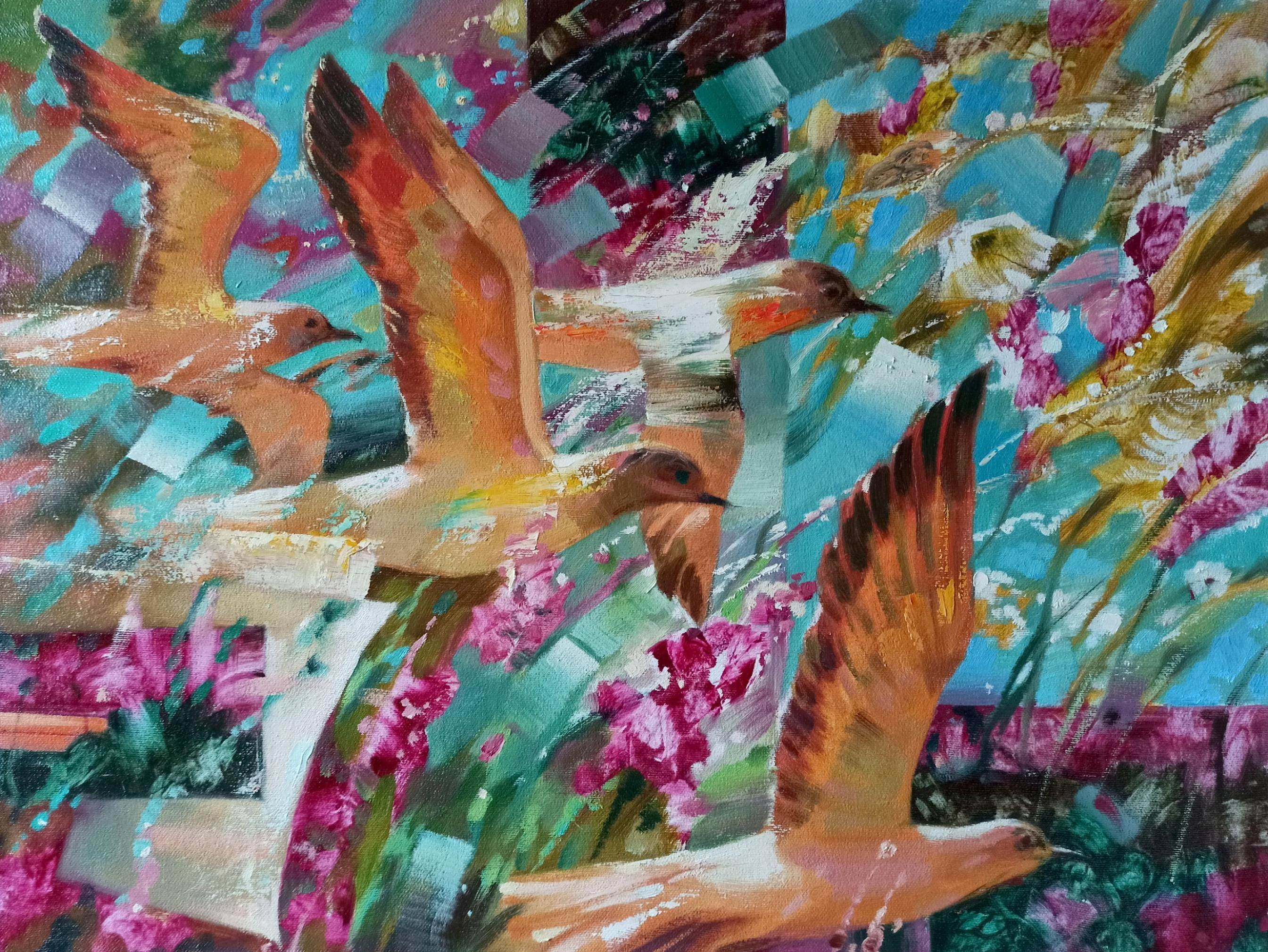 Oil painting Birds. 