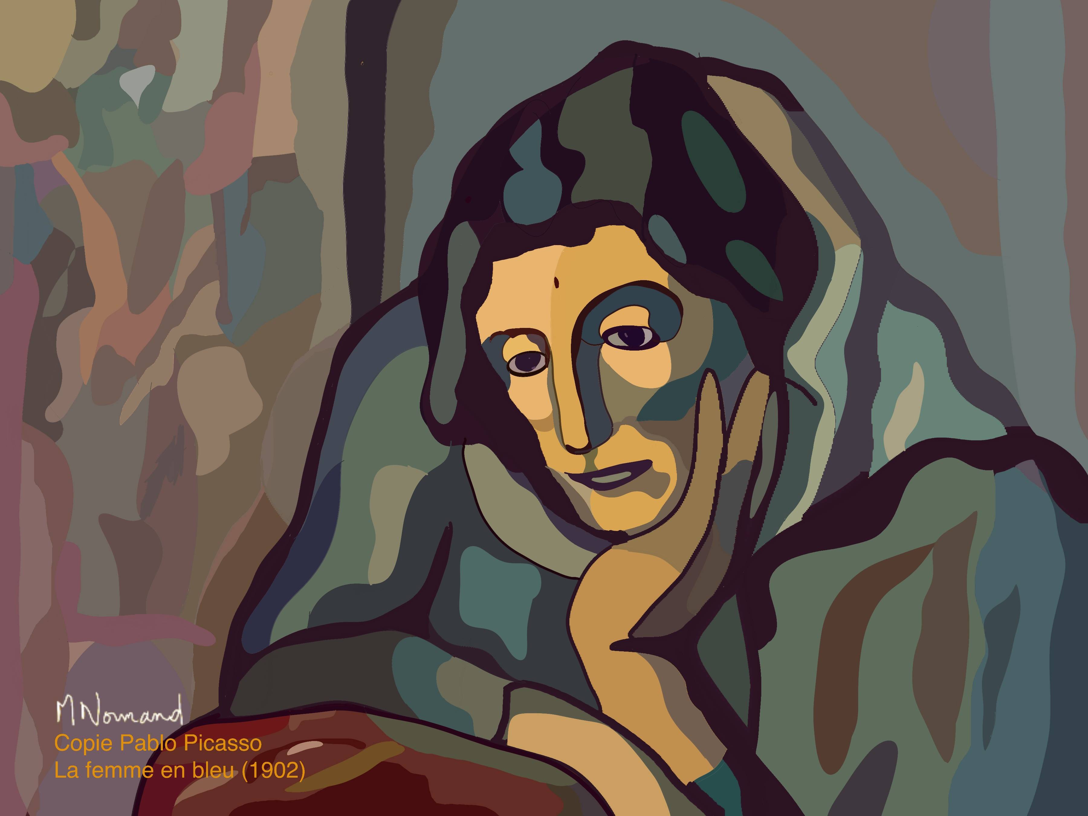 2025-07-11 Copie Pablo Picasso (21 ans) La femme en bleu (1902). Michel Normand Michel Normand