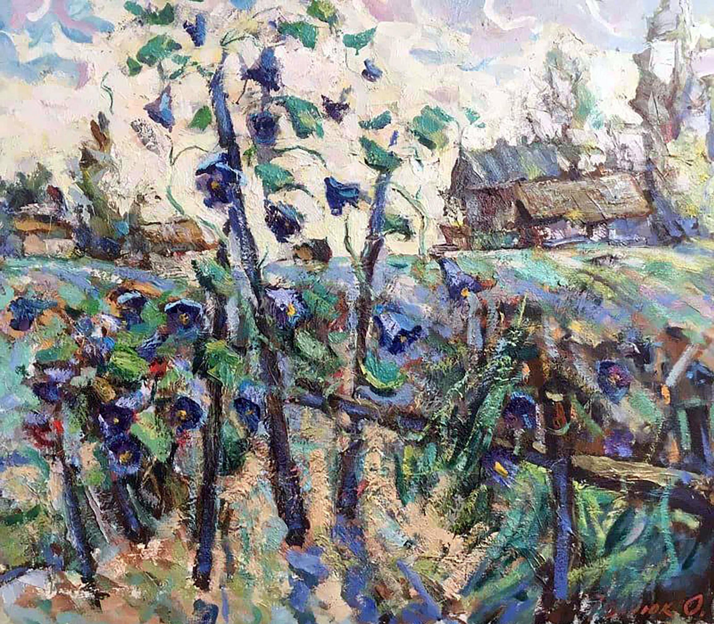 Oil painting Country life. Ukrainian Vintage