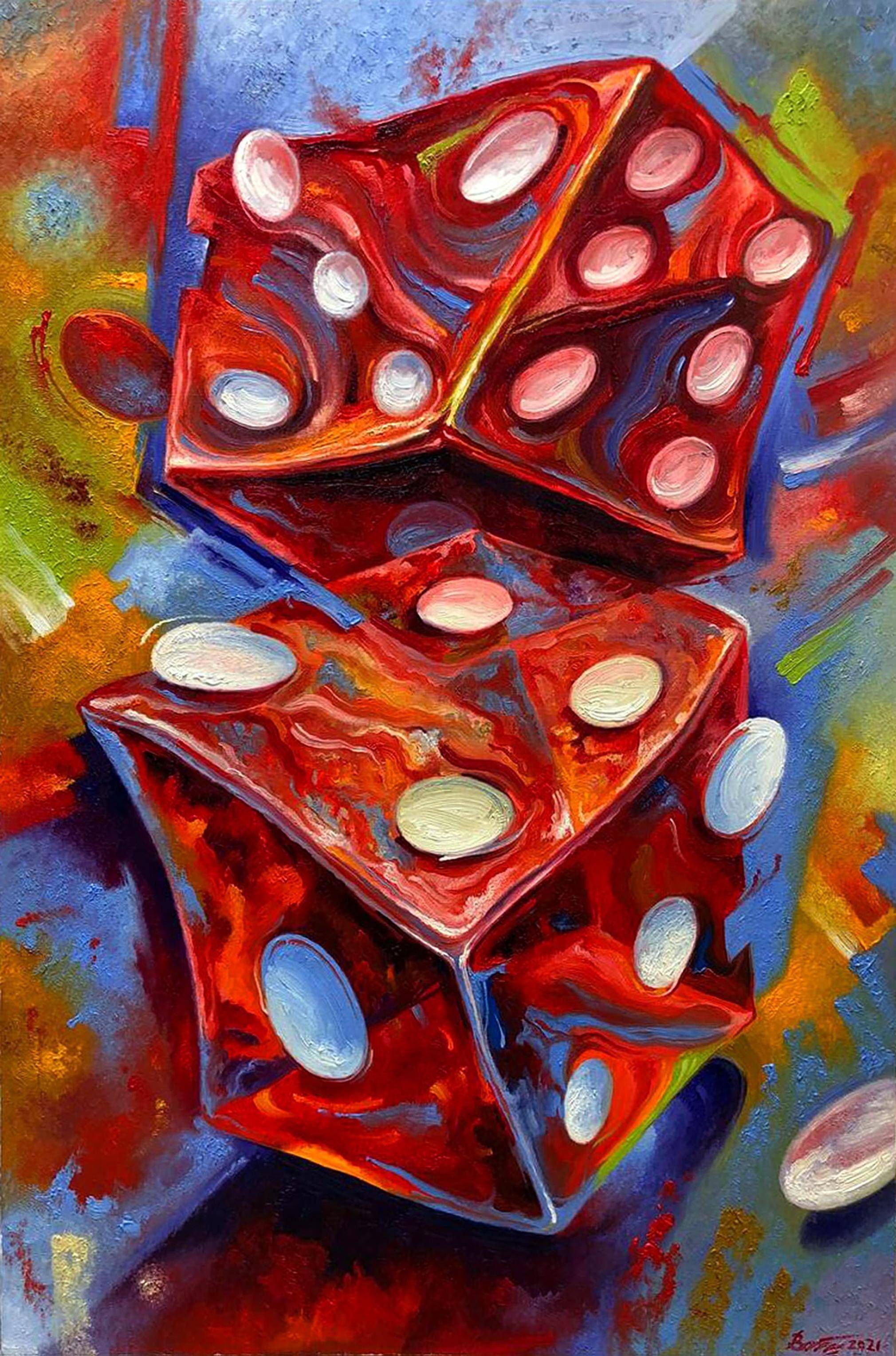 Oil painting Cubes. Ukrainian Vintage