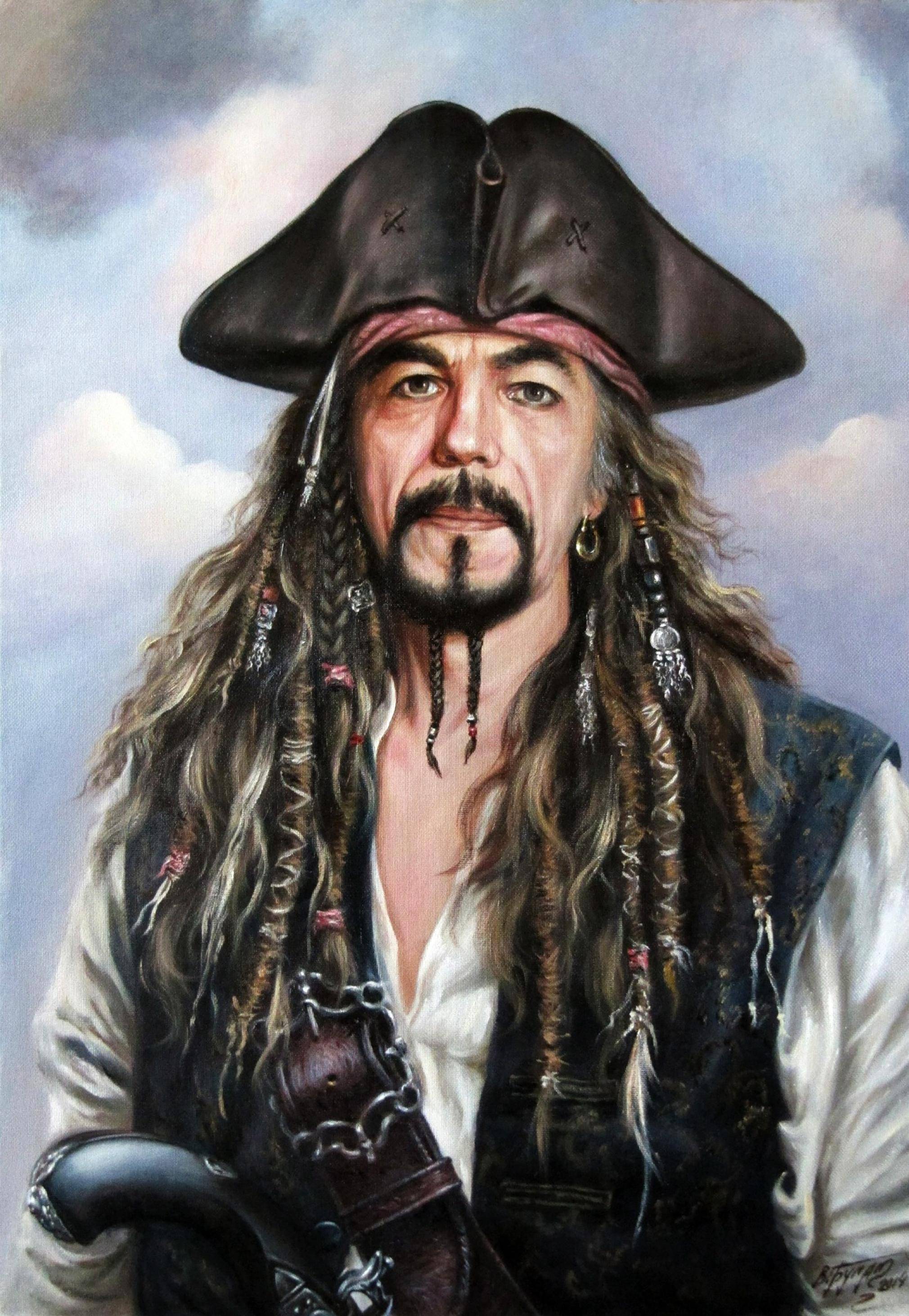 Oil painting Self-portrait as Jack Sparrow. Ukrainian Vintage
