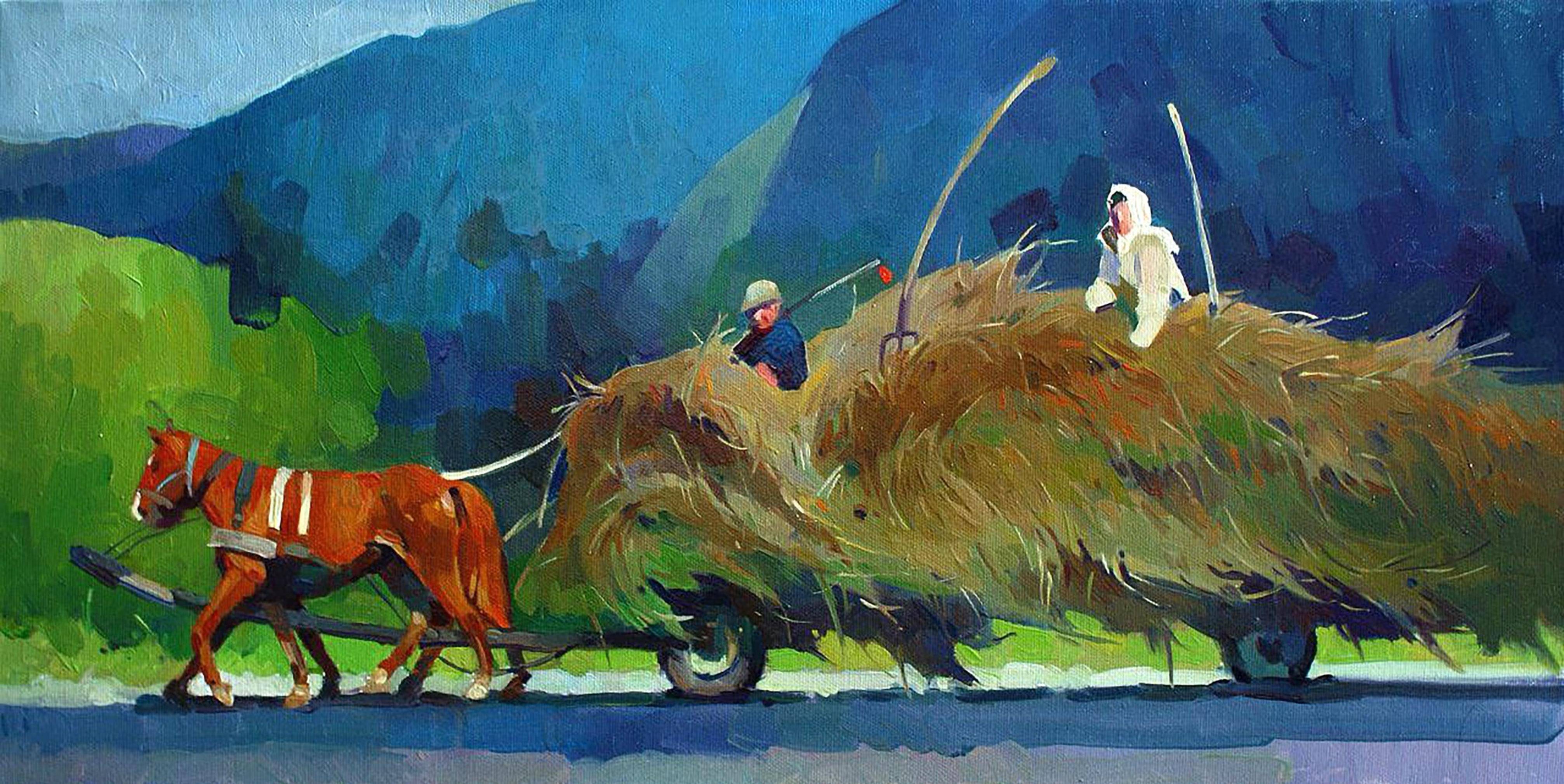 Oil painting Once Upon a Time in the Mountains. Ukrainian Vintage