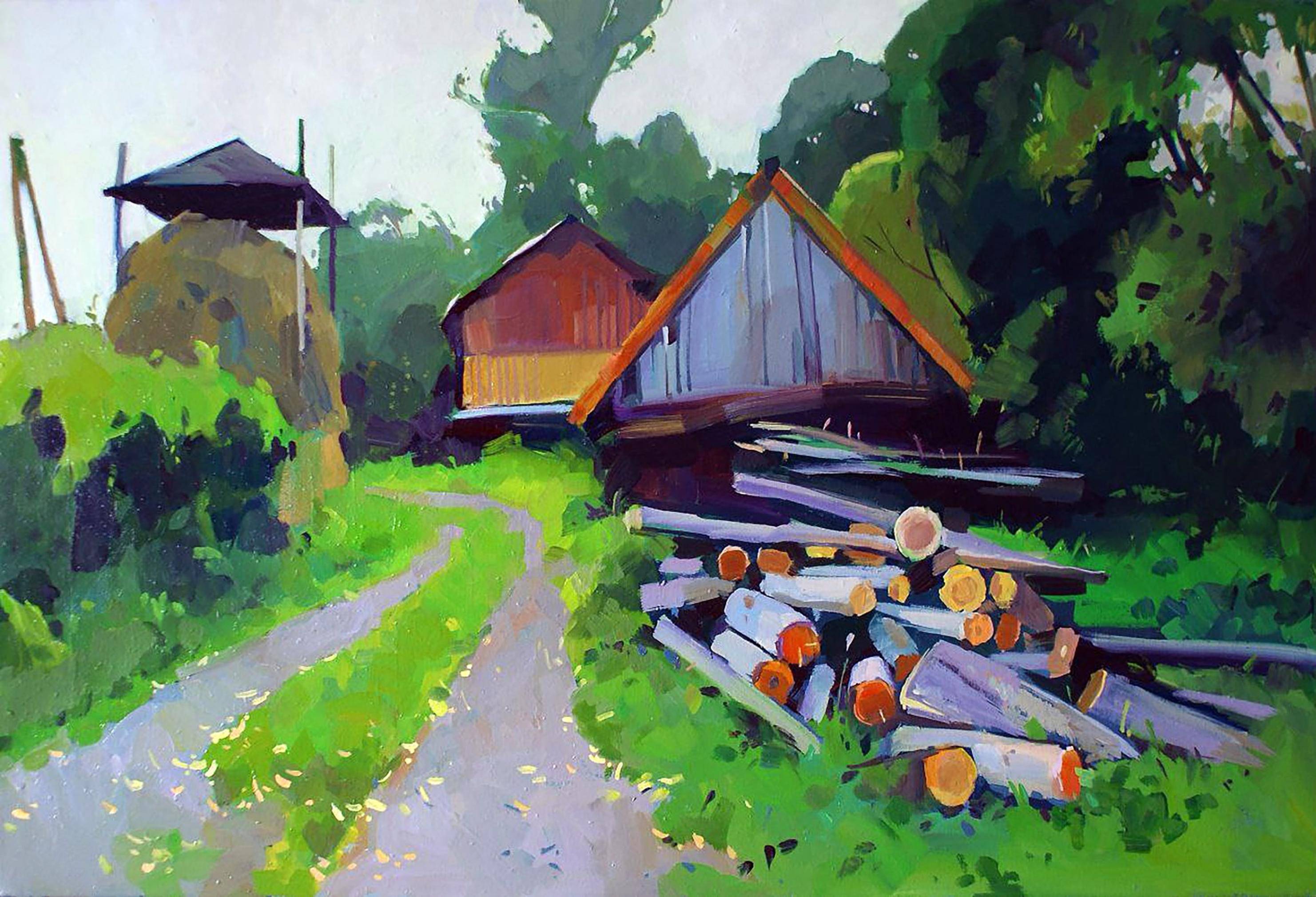 Oil painting Fall Has Come. Ukrainian Vintage