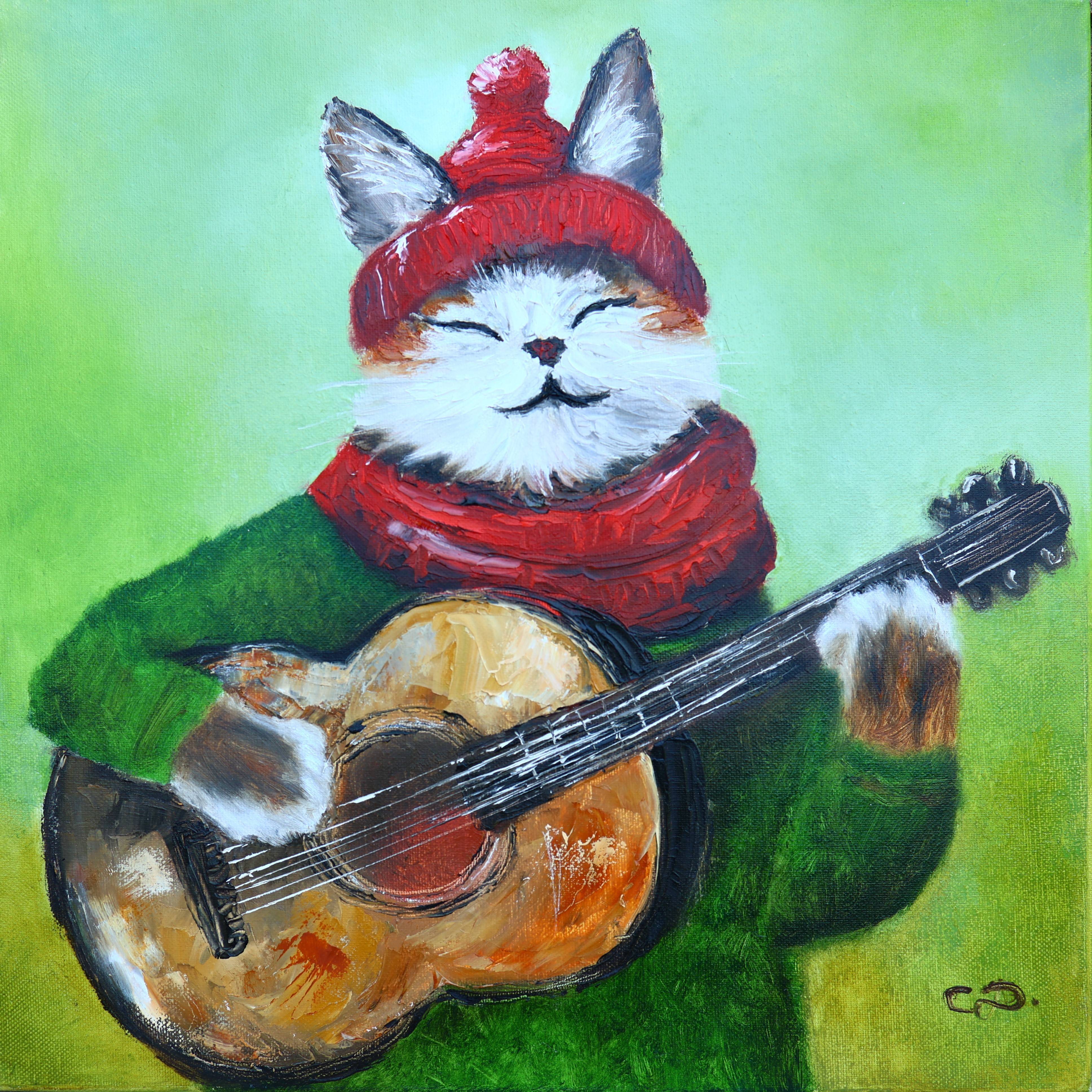 Cat with a guitar. Svetlana Dorokhina