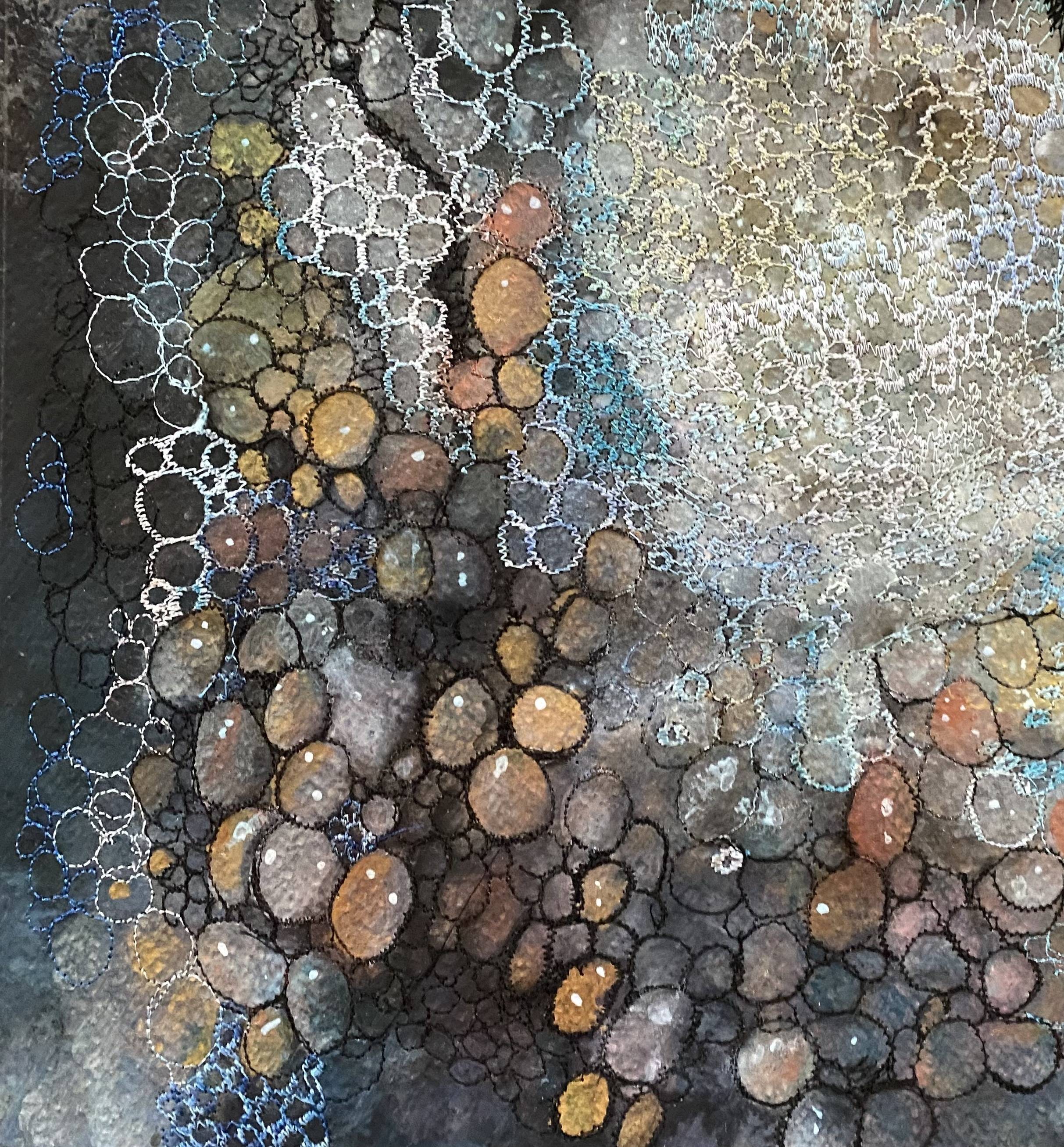 Dancing bubbles in water. 