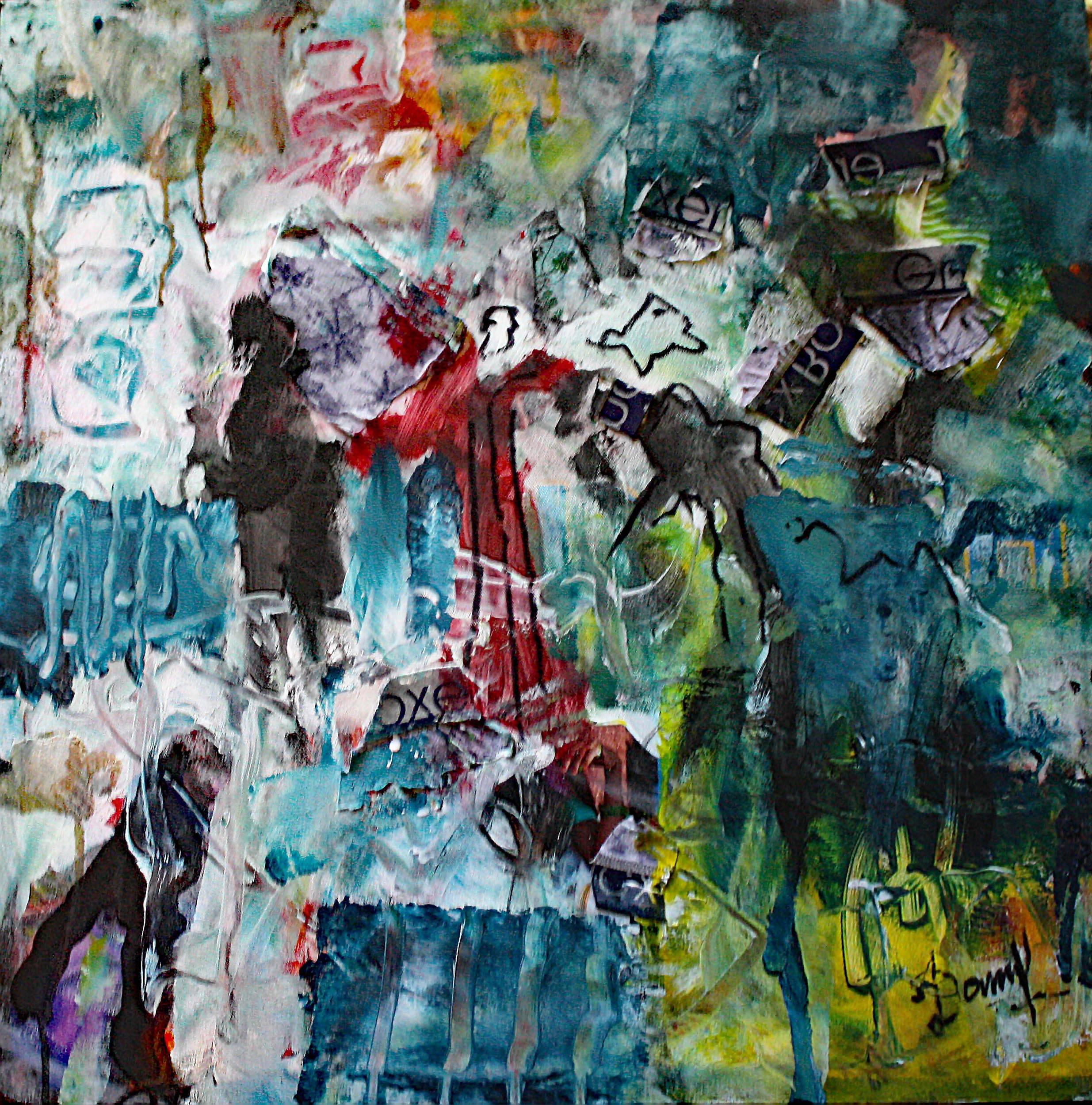 Le jardin extraordinaire abstraction. Tech mixtes. 60X60cm. Jacques Donneaud