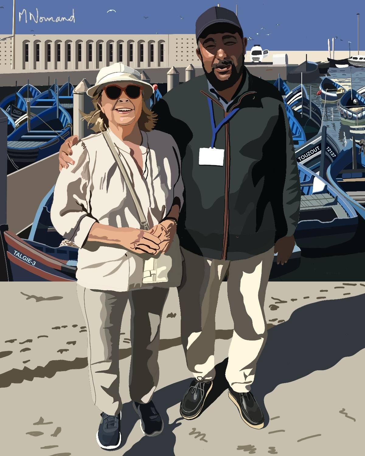 2025-09-02 Maroc Essaouira Port de pêche à la Sardine Michèle et le guide Rachid. 