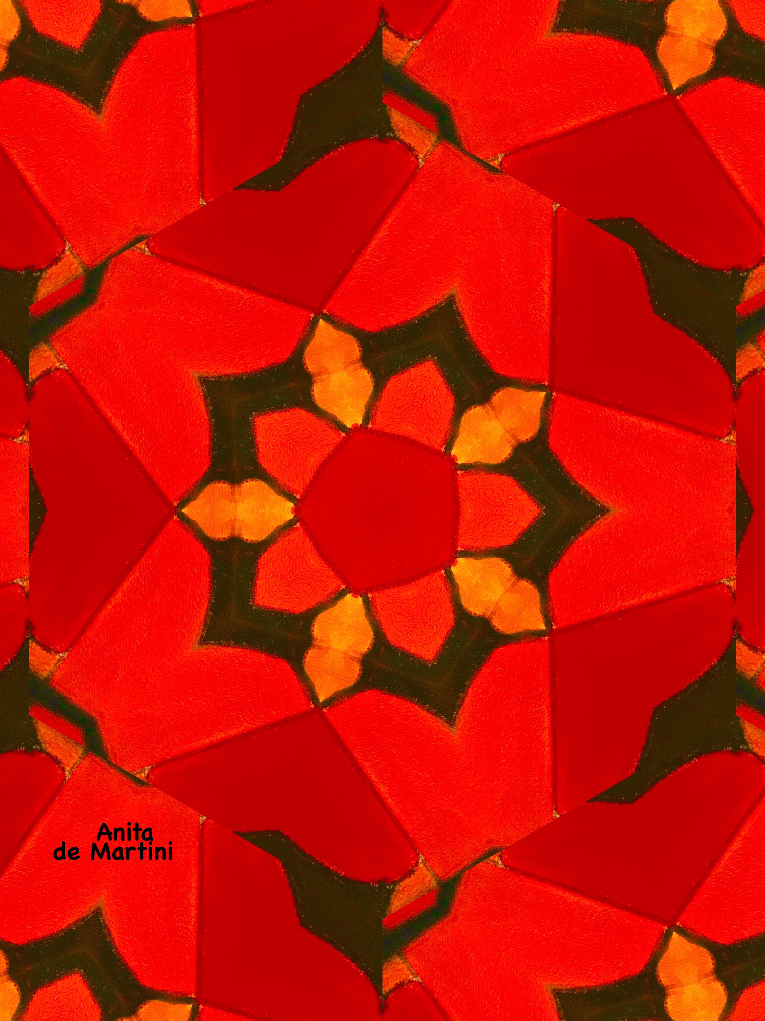 Abstrait rouge-noir-jaune. Anita De Martini