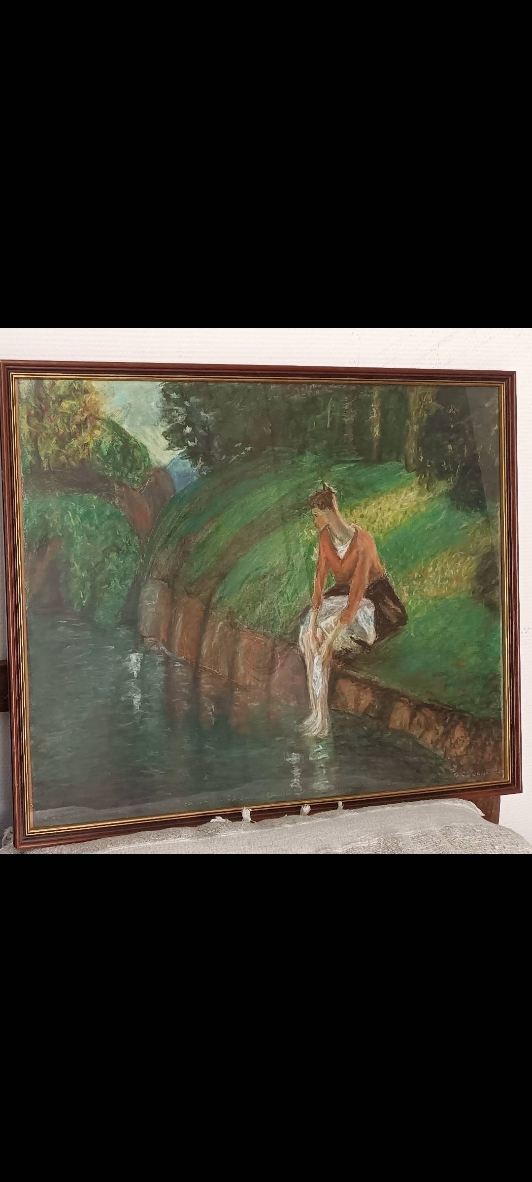 Femme se baignant les pieds. Christine Blondel