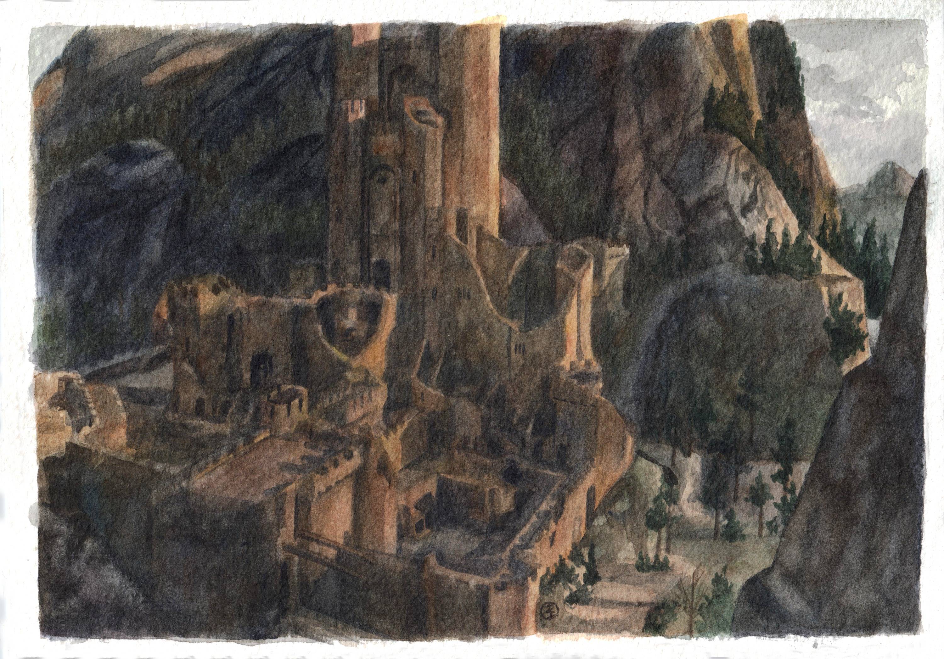Kaer Morhen (The Witcher) - Fantasy Castle Watercolour Painting. 