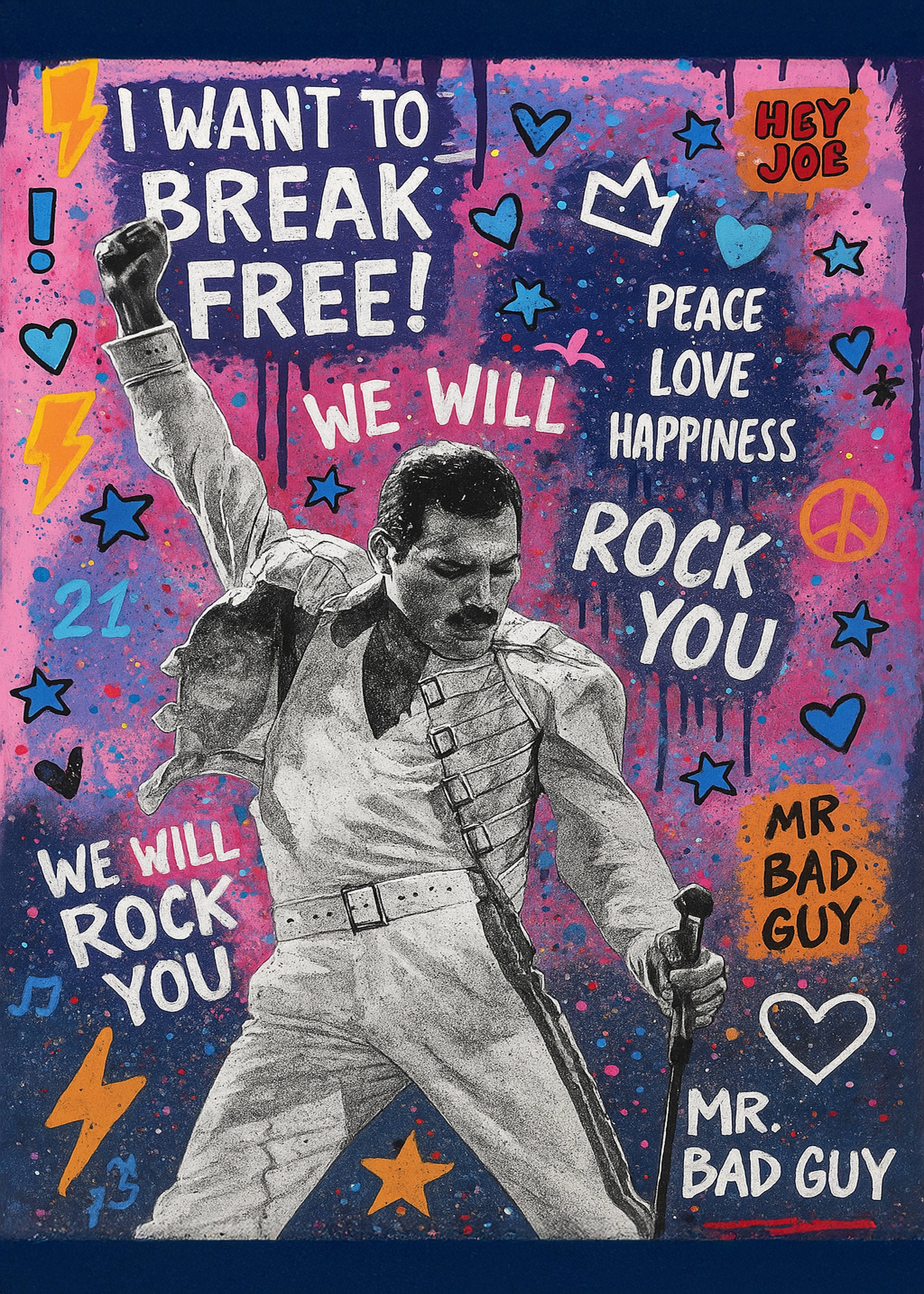 Rock Icon – Pop/Graffiti Poster (Stadium Vibes). 