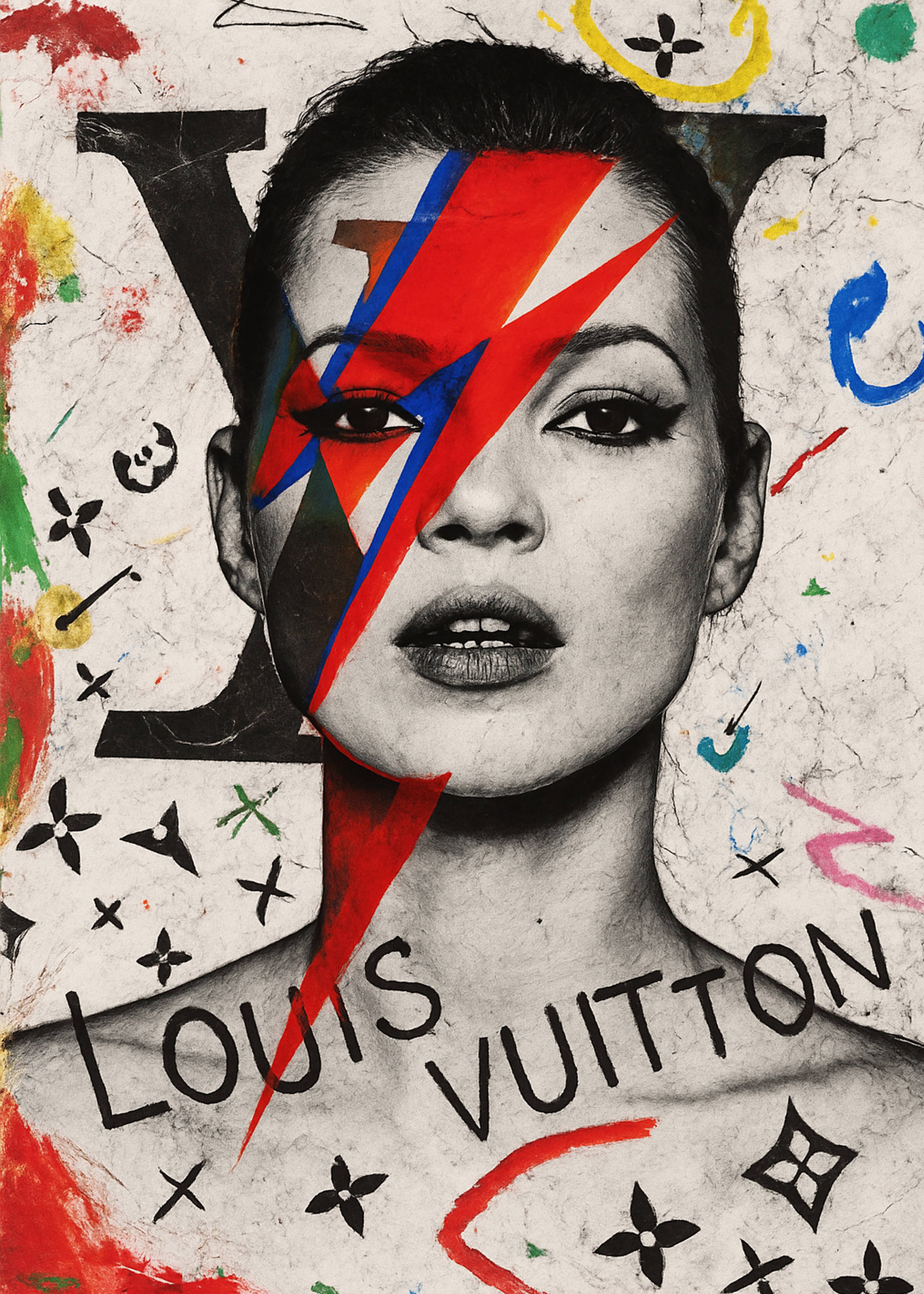 Monogram Bolt – Fashion/Graffiti Portrait (b/w + Neon). 