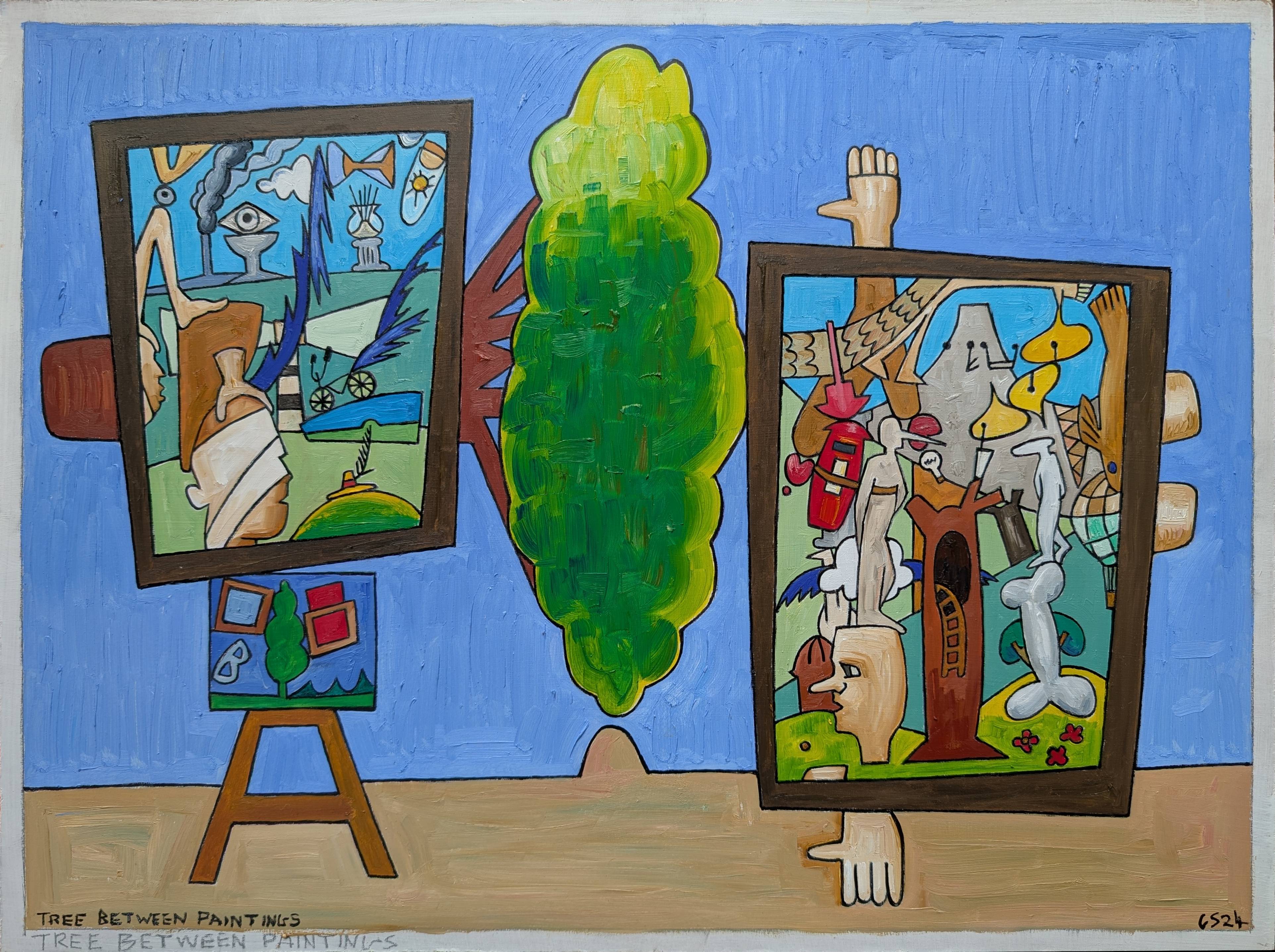 Tree Between Paintings. 