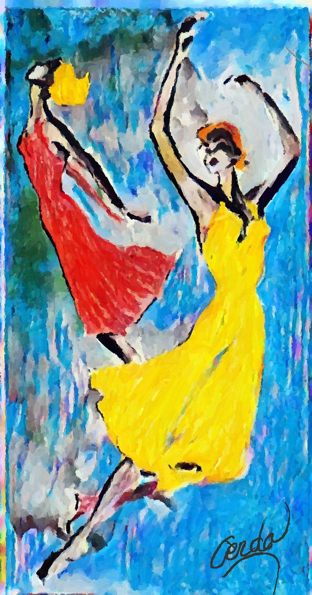 Les danseuses jaune et rouge. Jean-Paul Verdenal Alias Verdo Jean-Paul Verdenal
