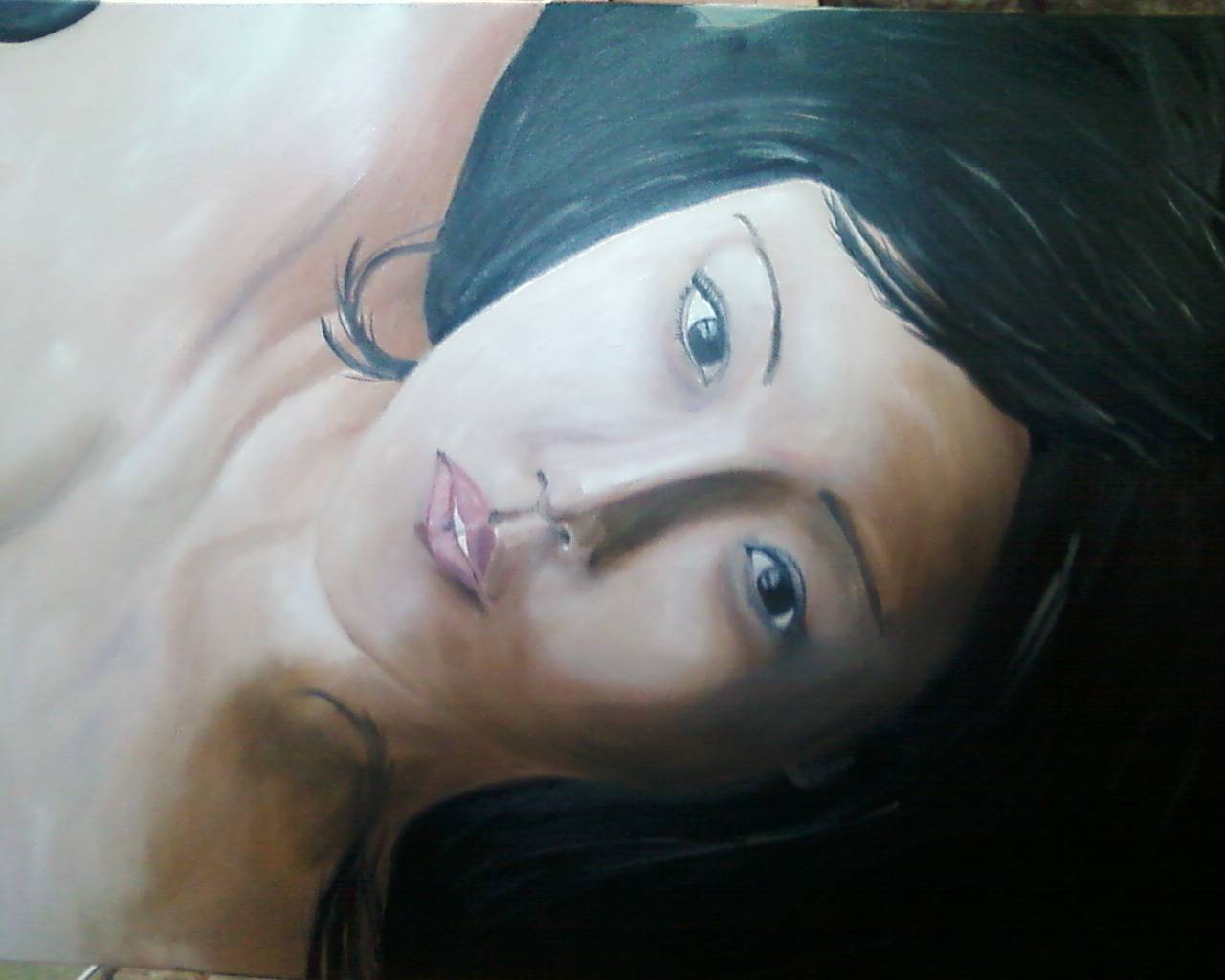 Luciana. Beautiful sexy eyes of this nude Asian woman.. 