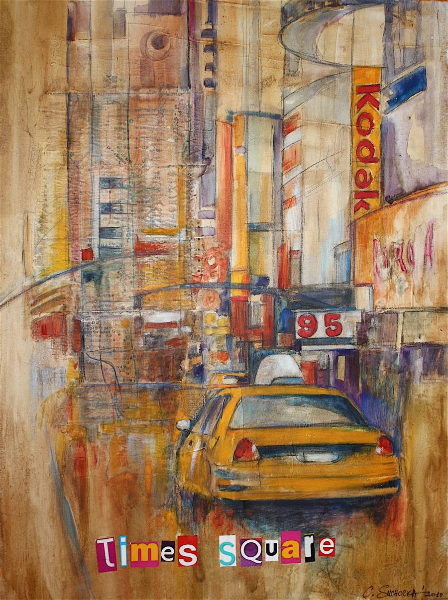 New York City - Times Square - mixed media on canvas. 