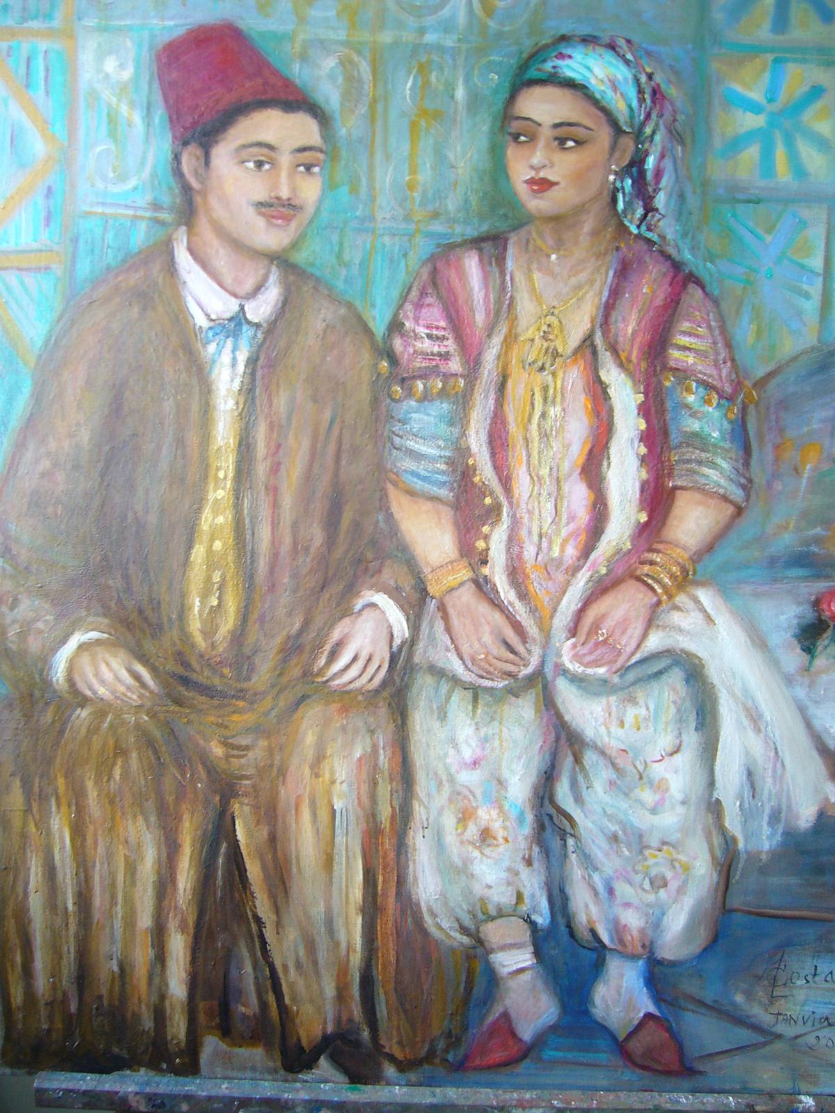 Wedding of Rachel and Victor, in traditional dress at the time, Sousse. Michèle Costa Boutboul Michèle Costa -Boutboul