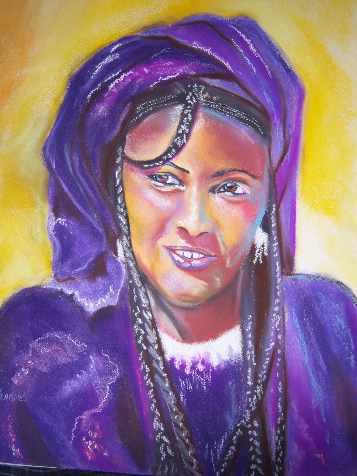 Tuareg woman portrait, shade Viollette. 