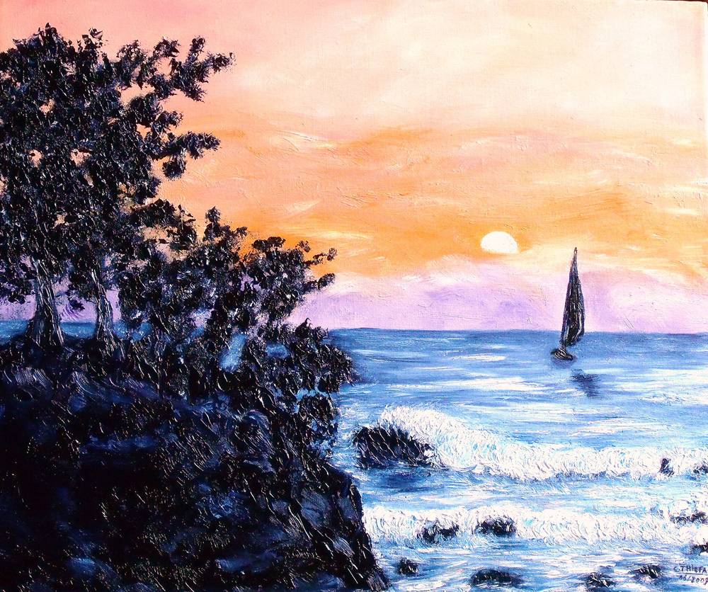 Sunset over the sea. Christian Thiefaine