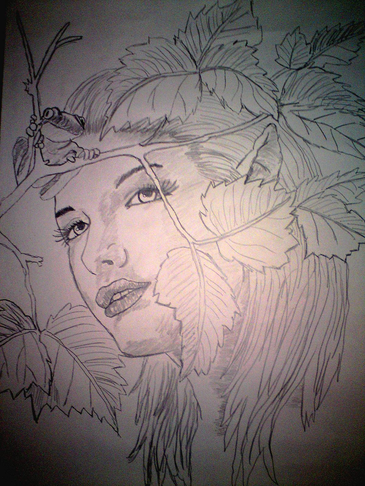 Ebauche, portrait de fée. 