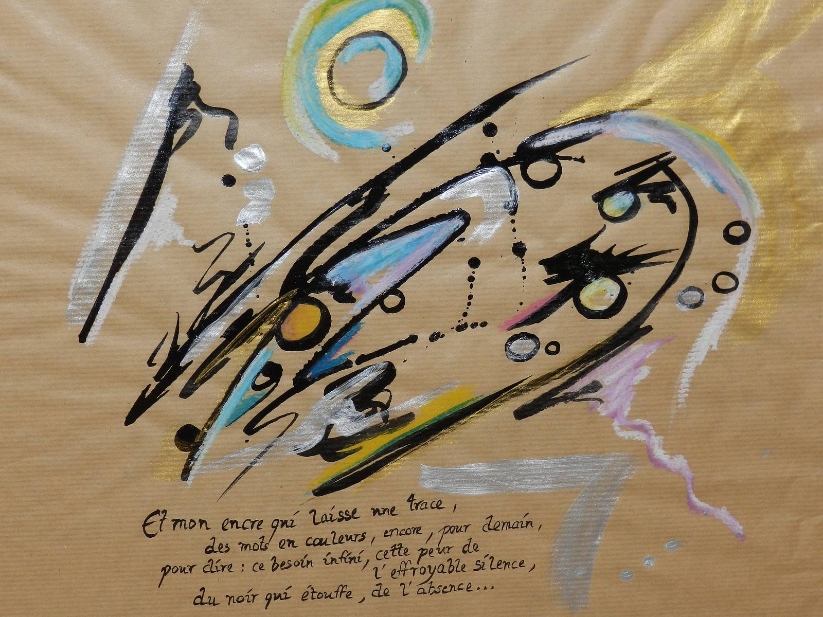 Encre de chine et pastels gras…. 