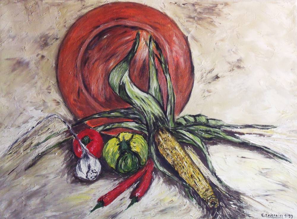 Still life with copper tray. Christian Thiefaine