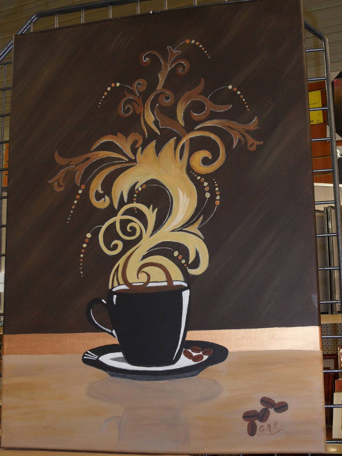Magic cup, coffee mocha, acrylic. 