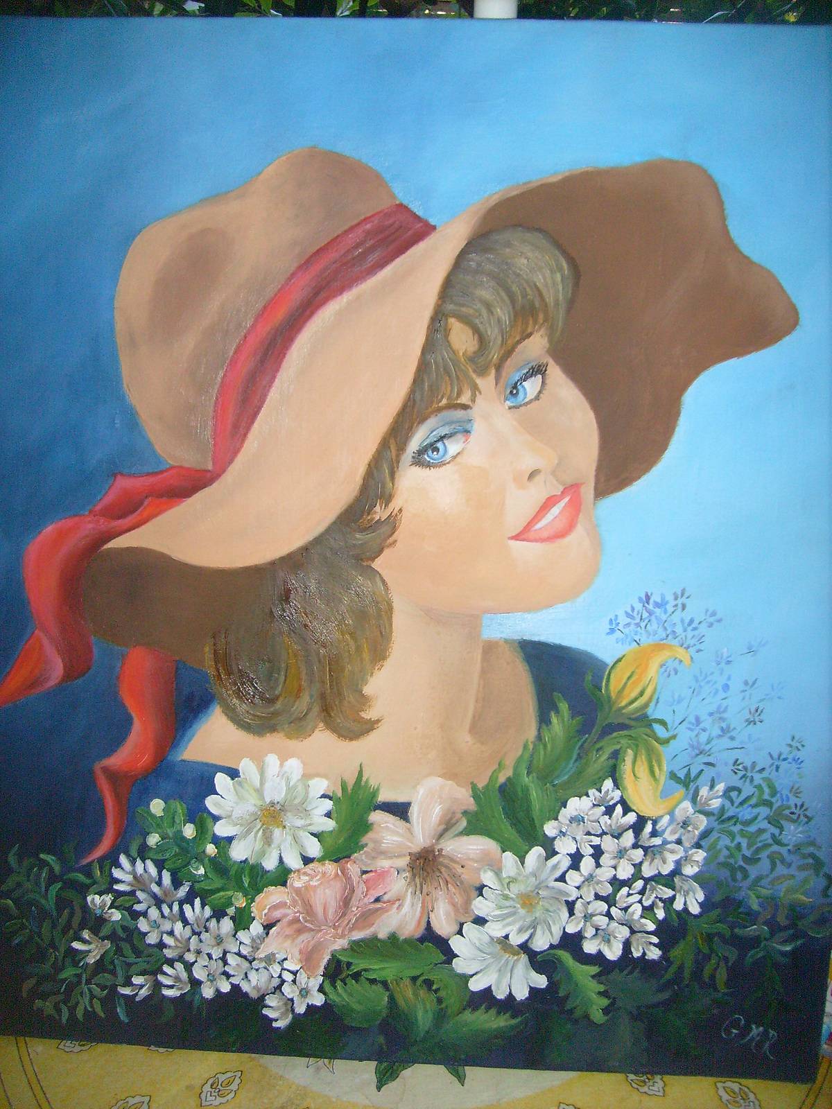 The lady in the hat an oil on canvas by myself. 