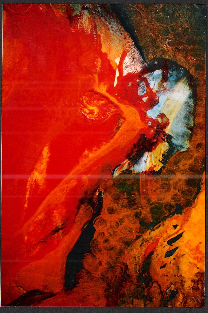 Détail d'une toile technique mixte huile vinyl crayon cire. Buera Martine