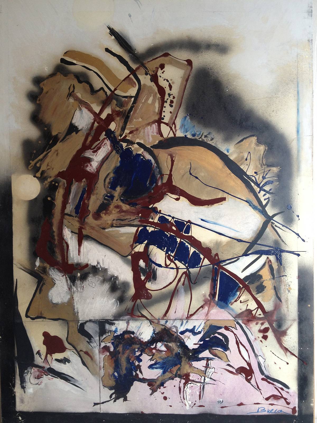 Tempete sous un crane peinture acrylique sur papier marouflé. Buera Martine Buera Martine