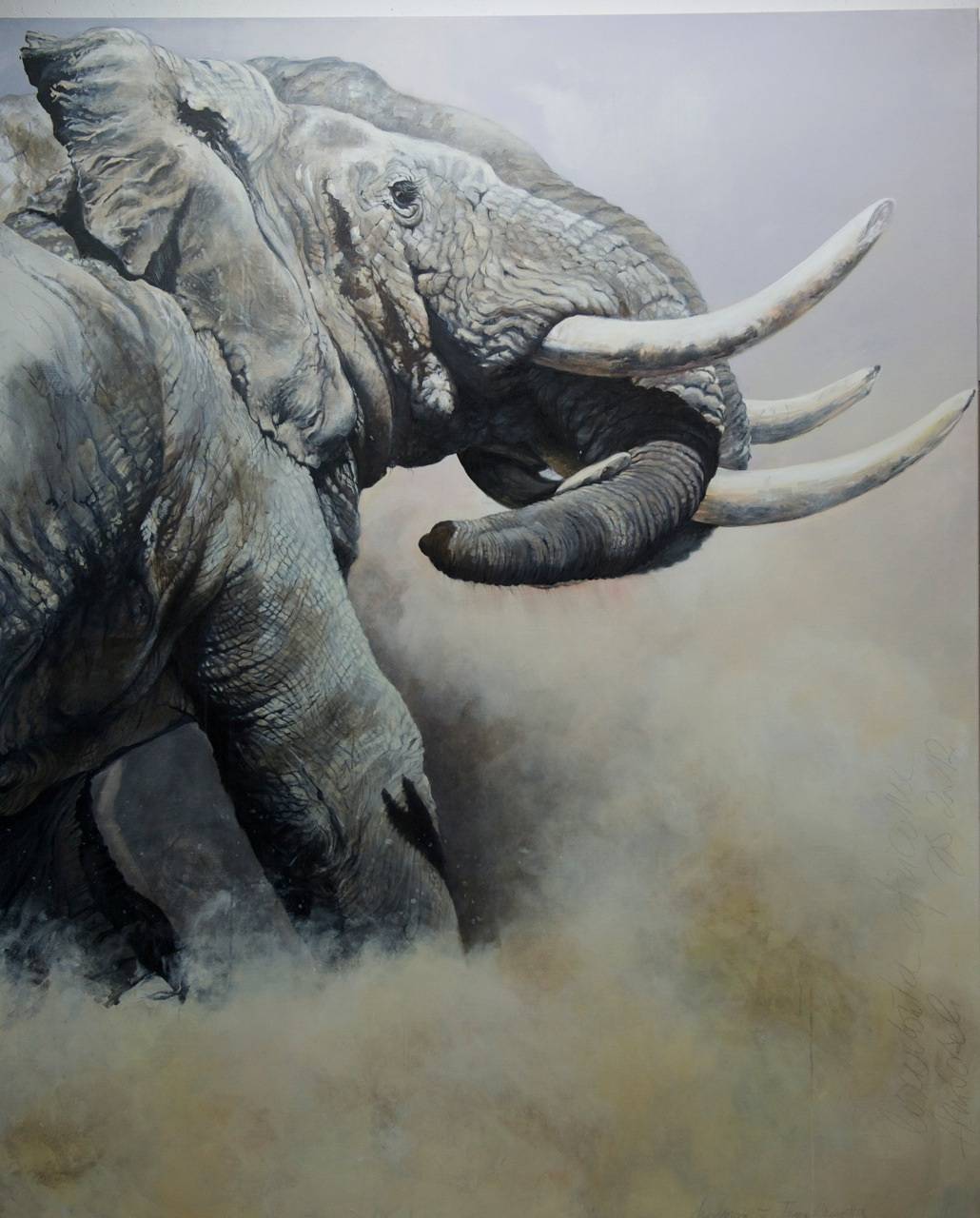 Combat de deux grands mâles à Amboseli. 