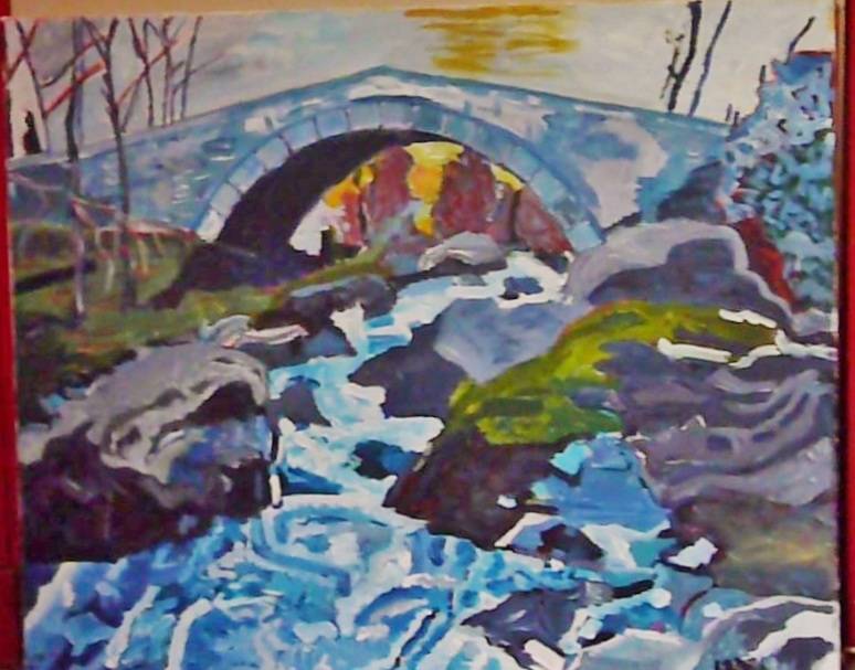 Ruisseau sous pont de pierre. 