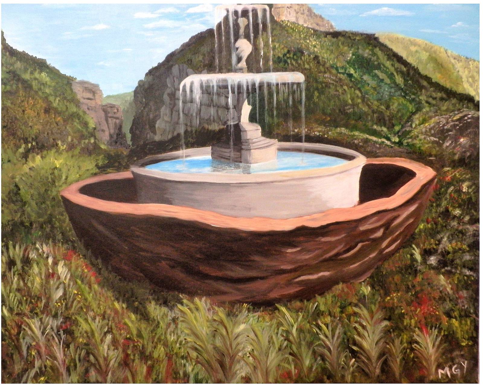 Noix et eau. 