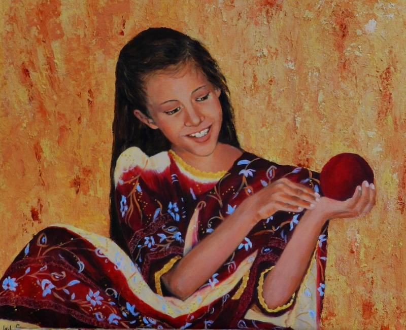 , Inés, petite fille d'Algèrie déguisée en costume des indes. 