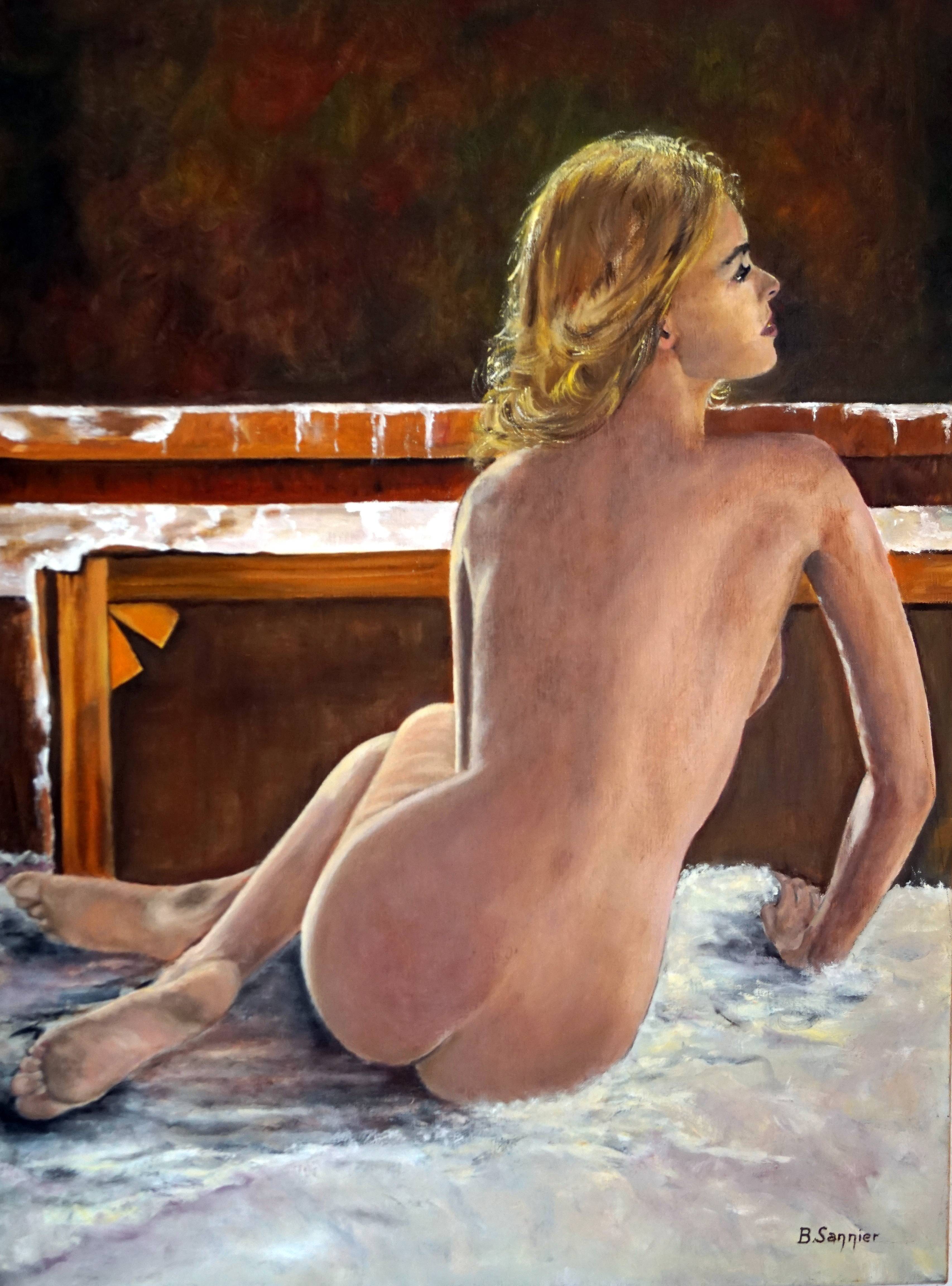 Nu de dos réalisé en atelier selon modéle vivant.. B. Sannier Bernard Sannier