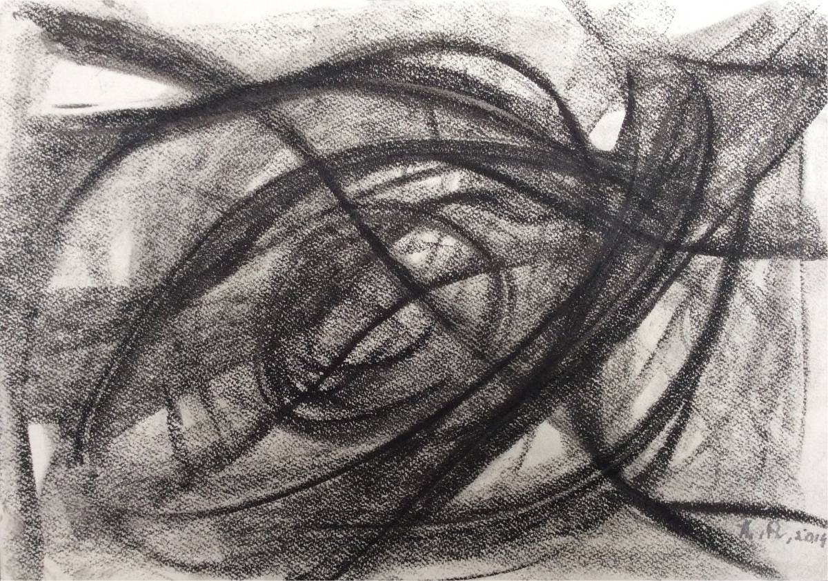 Touch of Universe - abstract charcoal drawing. 