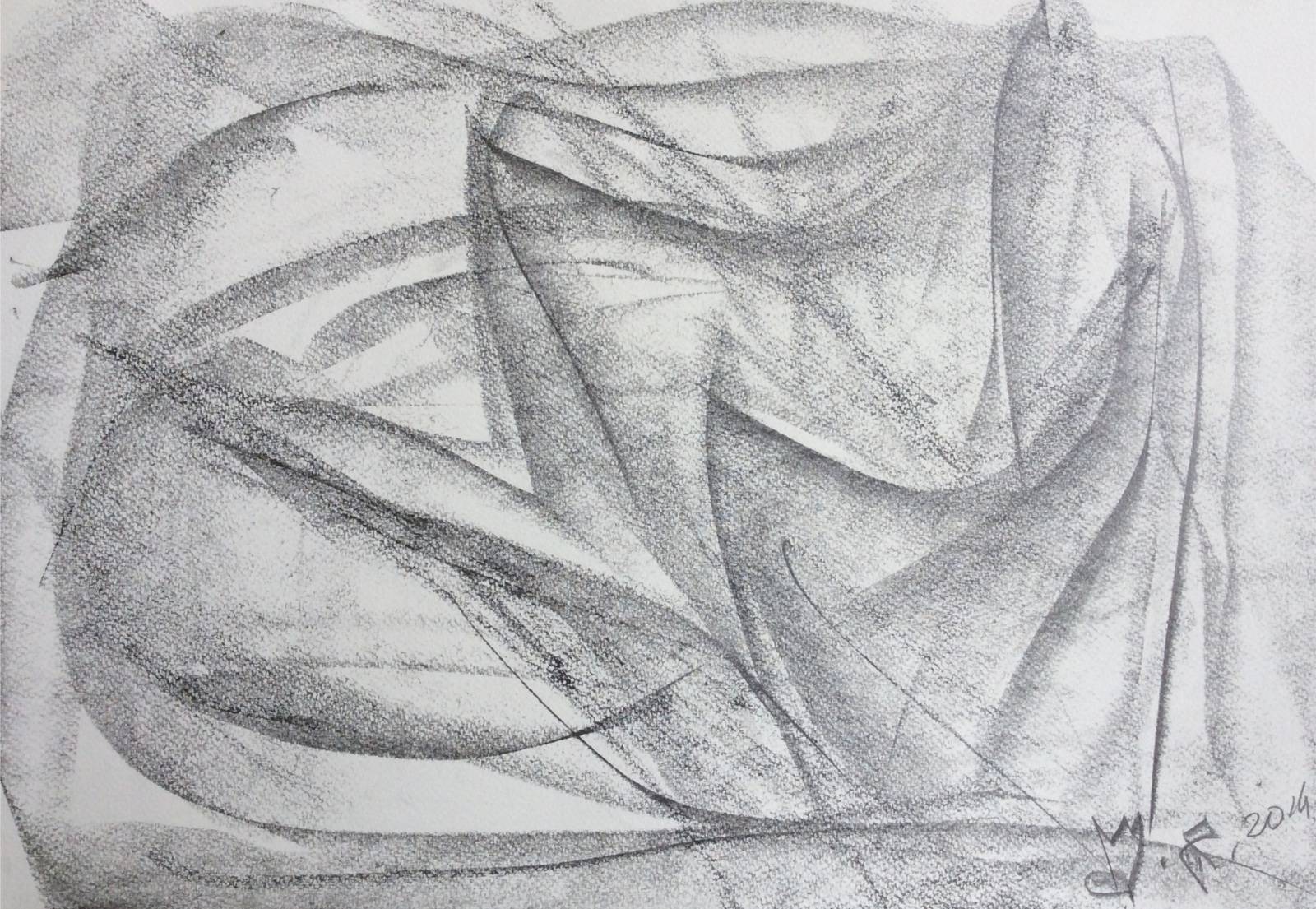 Crown of Serpent - abstract charcoal drawing. 
