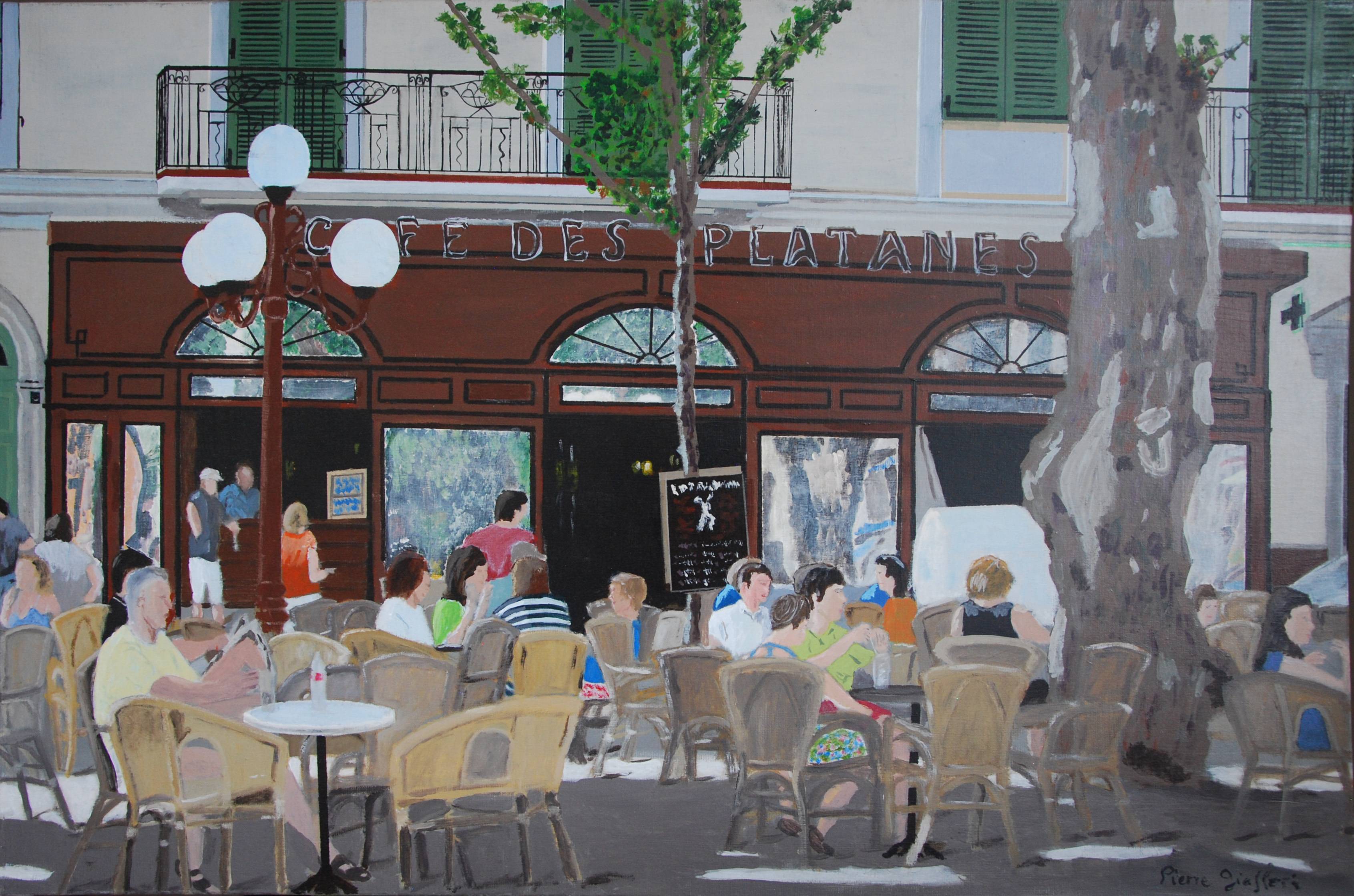 Le café des platanes à Ile rousse en corse du nord. 