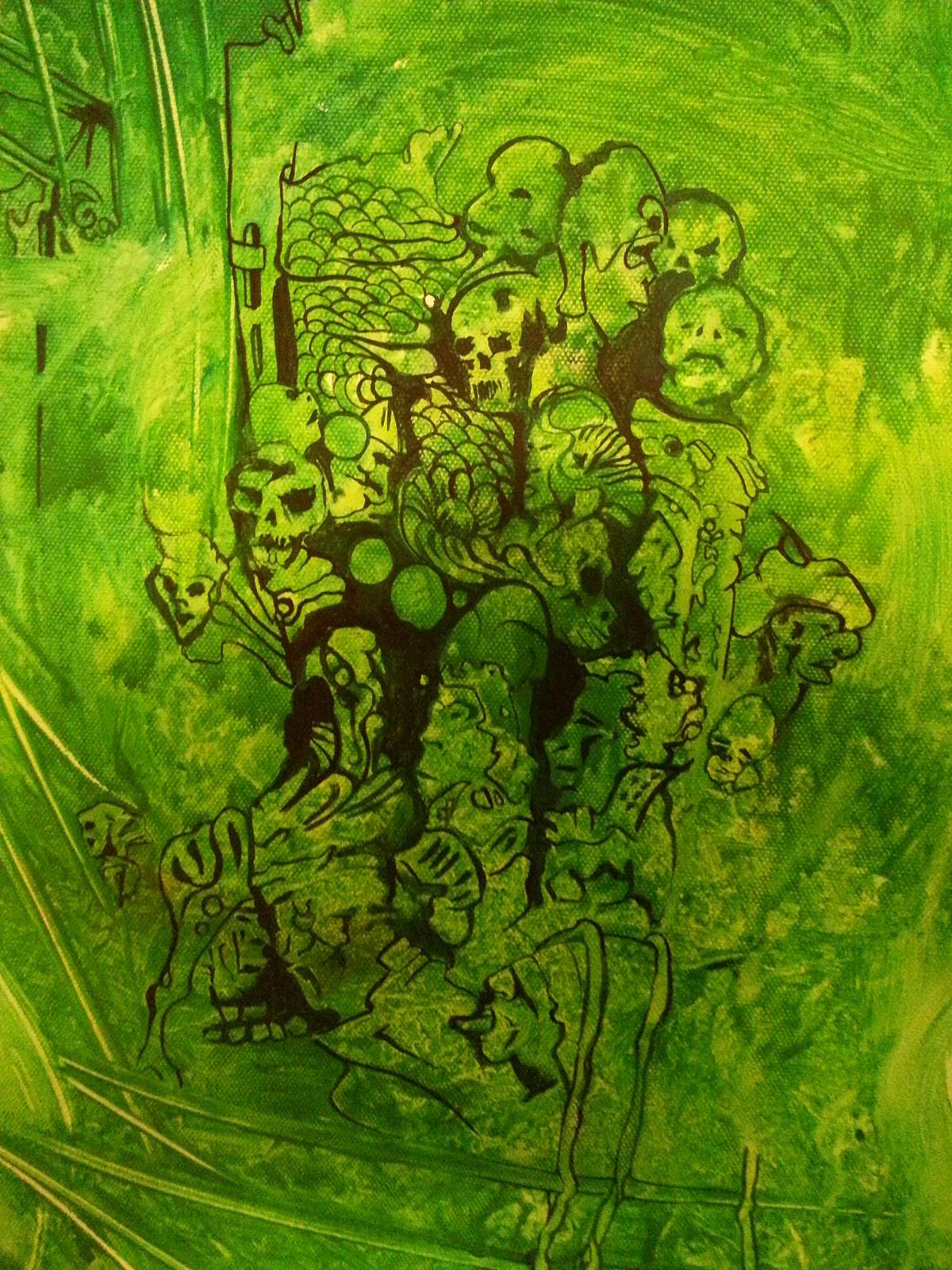 En attente de titre, détail (tableau non fini). 